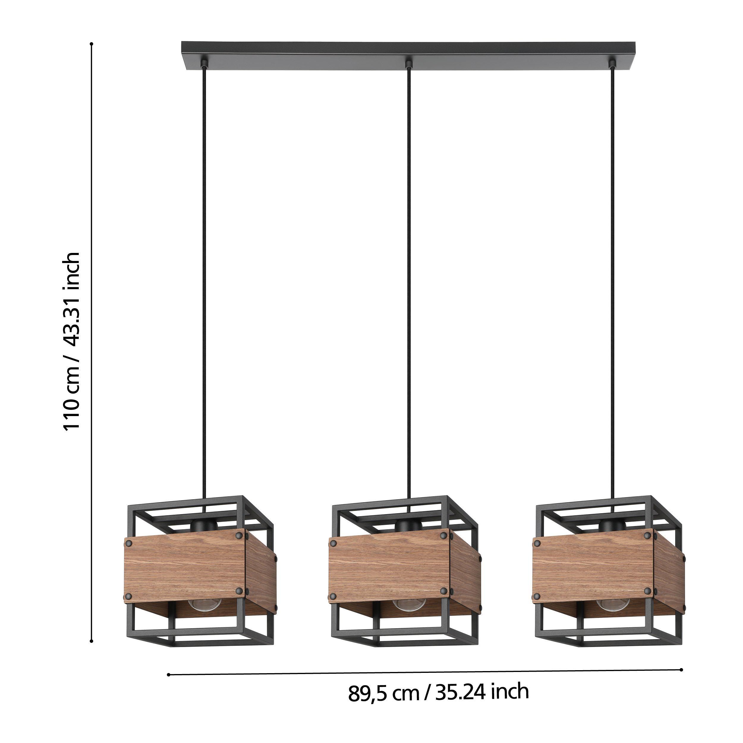 Suspension métal noir EVESHAM E27 3X40W