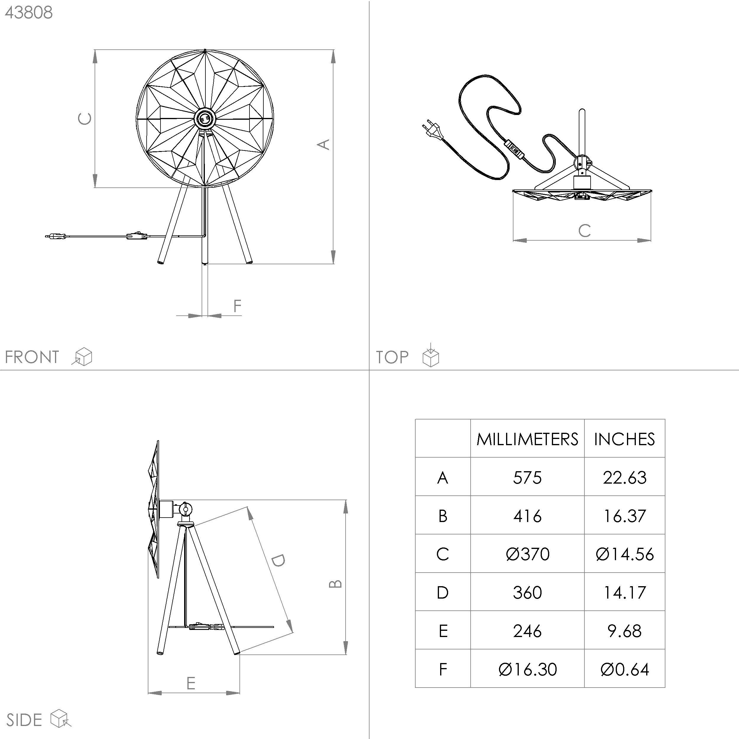 Lampe de table métal noir CASTANUELO E27 1X40W