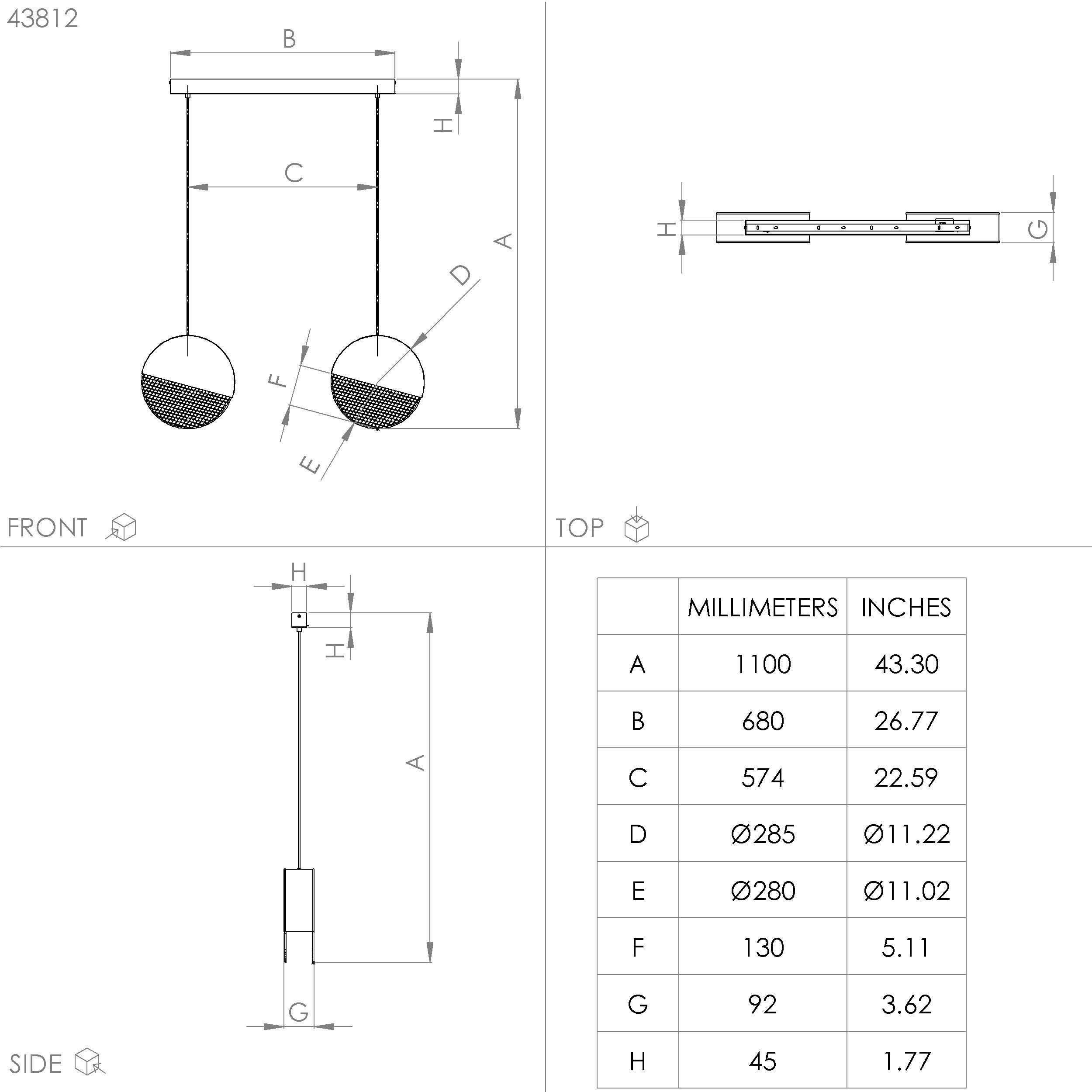 Suspension métal noir MUMBLES E27 2X40W