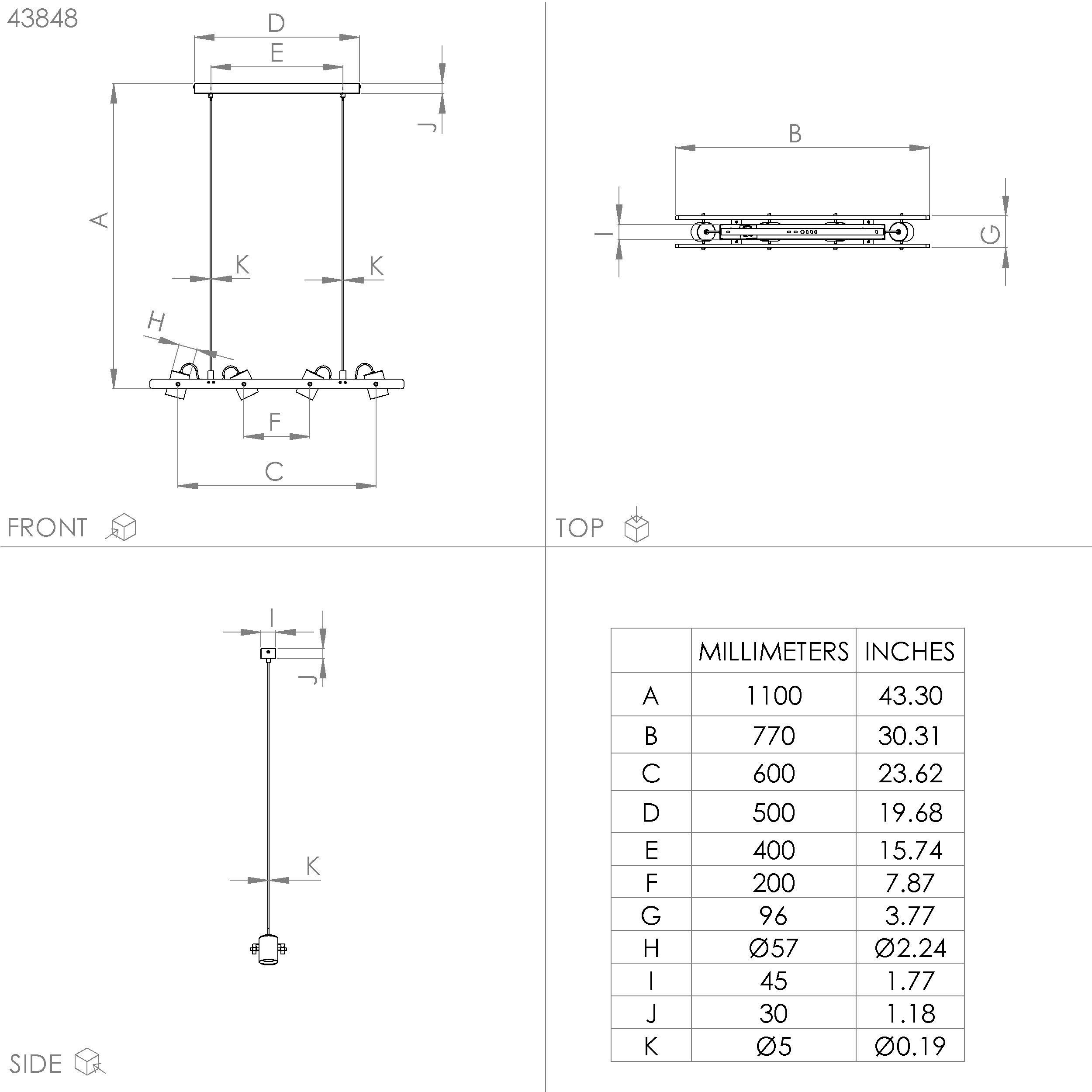 Suspension métal noir PLIMSOLL E27 4X15W