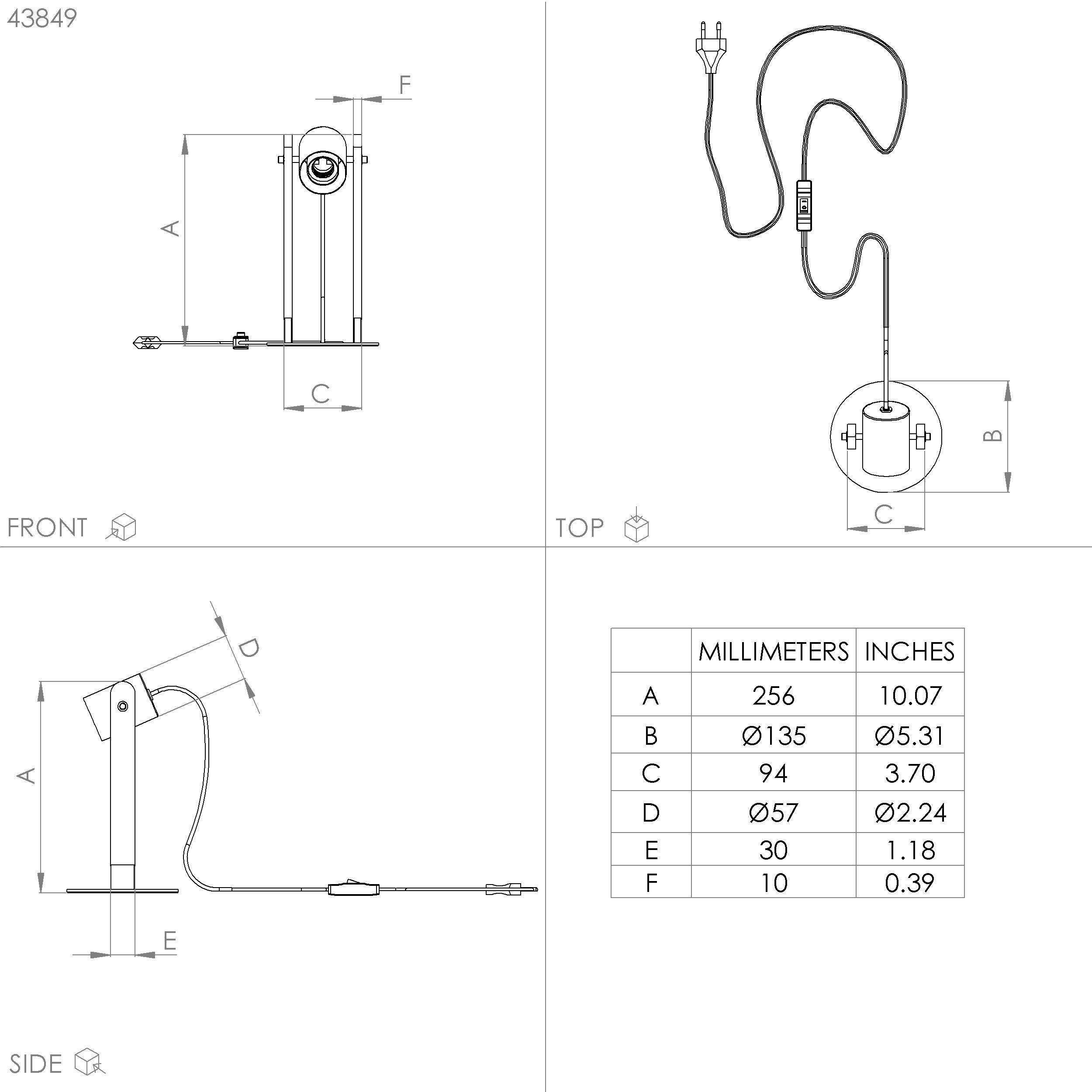 Lampe de table métal noir PLIMSOLL E27 1X15W