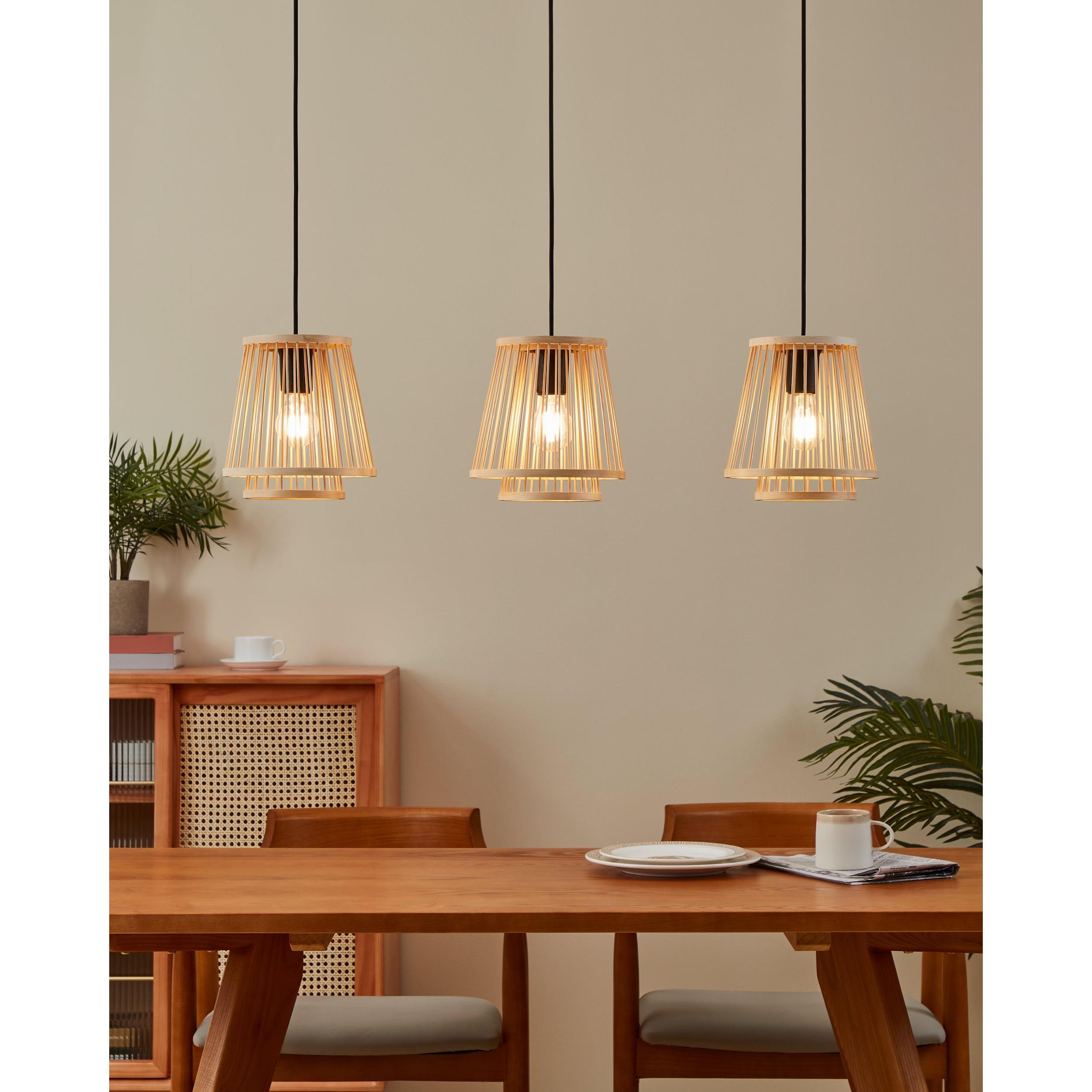 Suspension bambou naturel HYKEHAM E27 3X40W