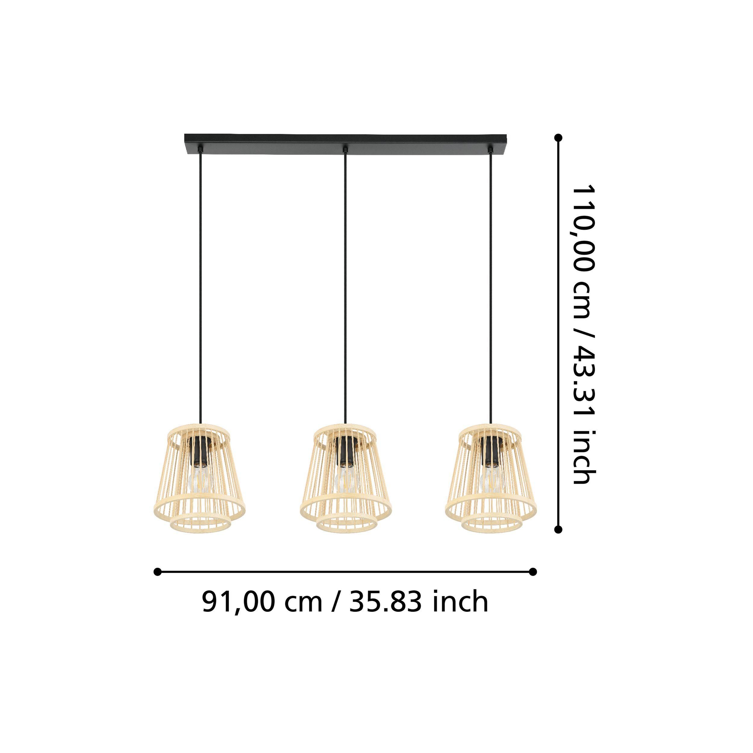 Suspension bambou naturel HYKEHAM E27 3X40W