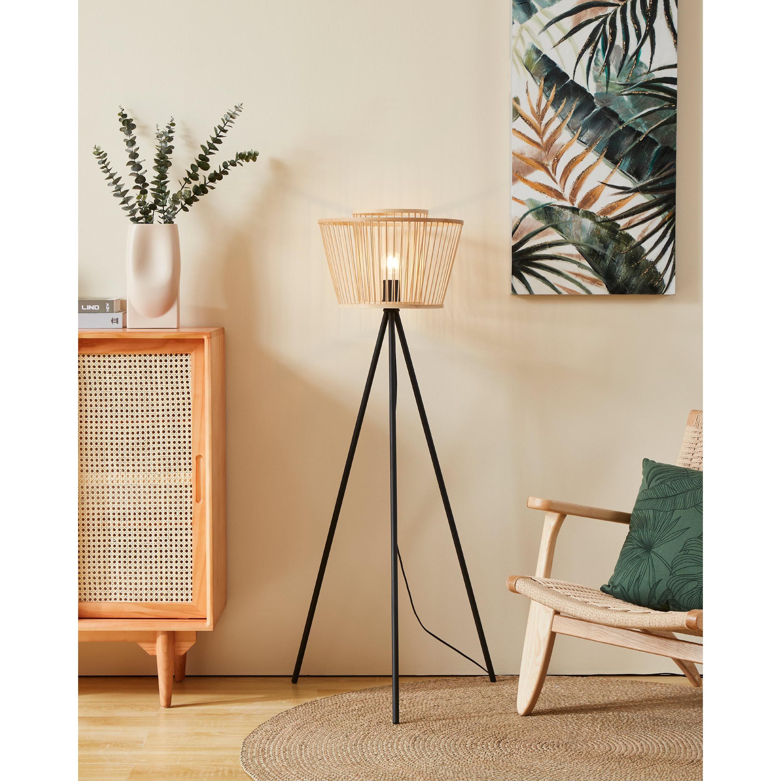 Lampadaire bambou naturel HYKEHAM E27 1X40W