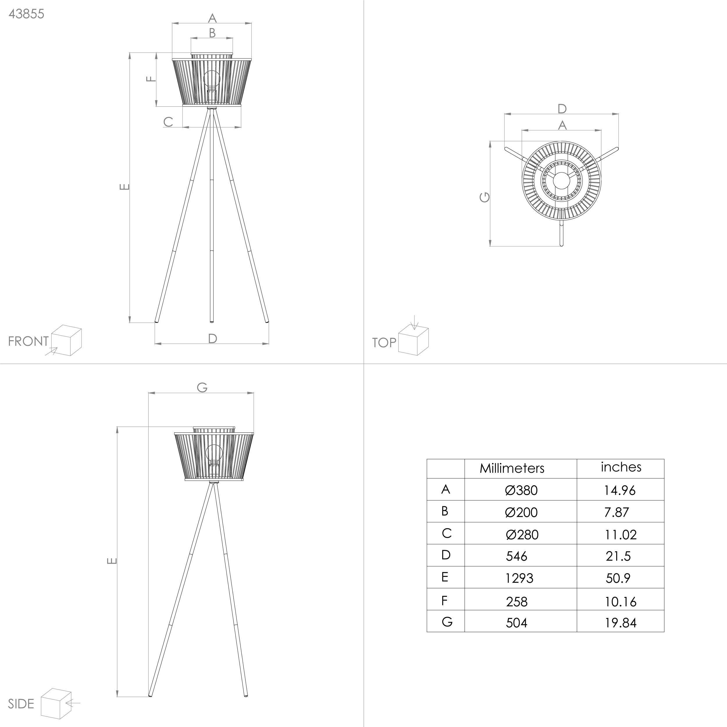 Lampadaire bambou naturel HYKEHAM E27 1X40W