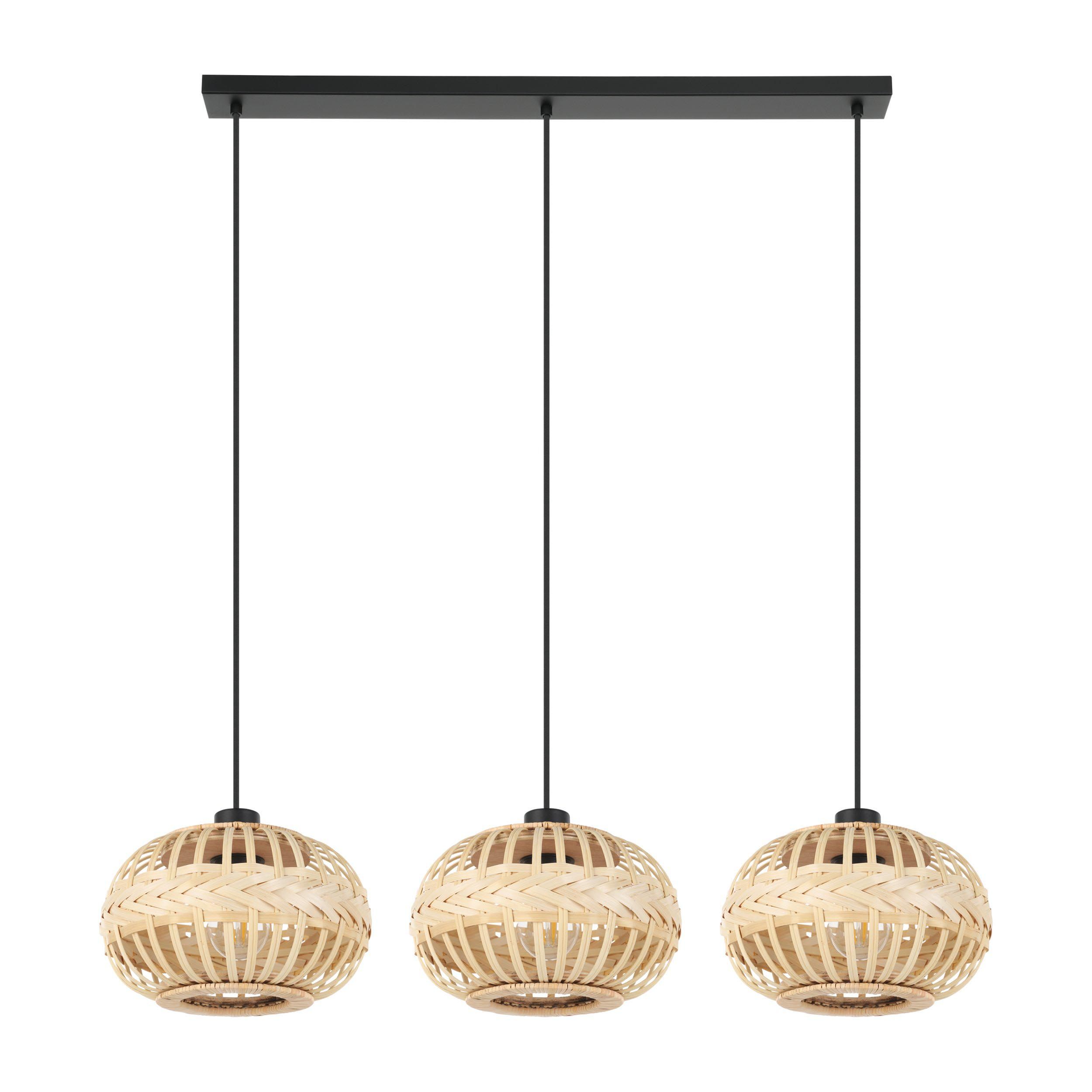 Suspension naturel bois AMSFIELD 1 Barre 3 E27 3X40W