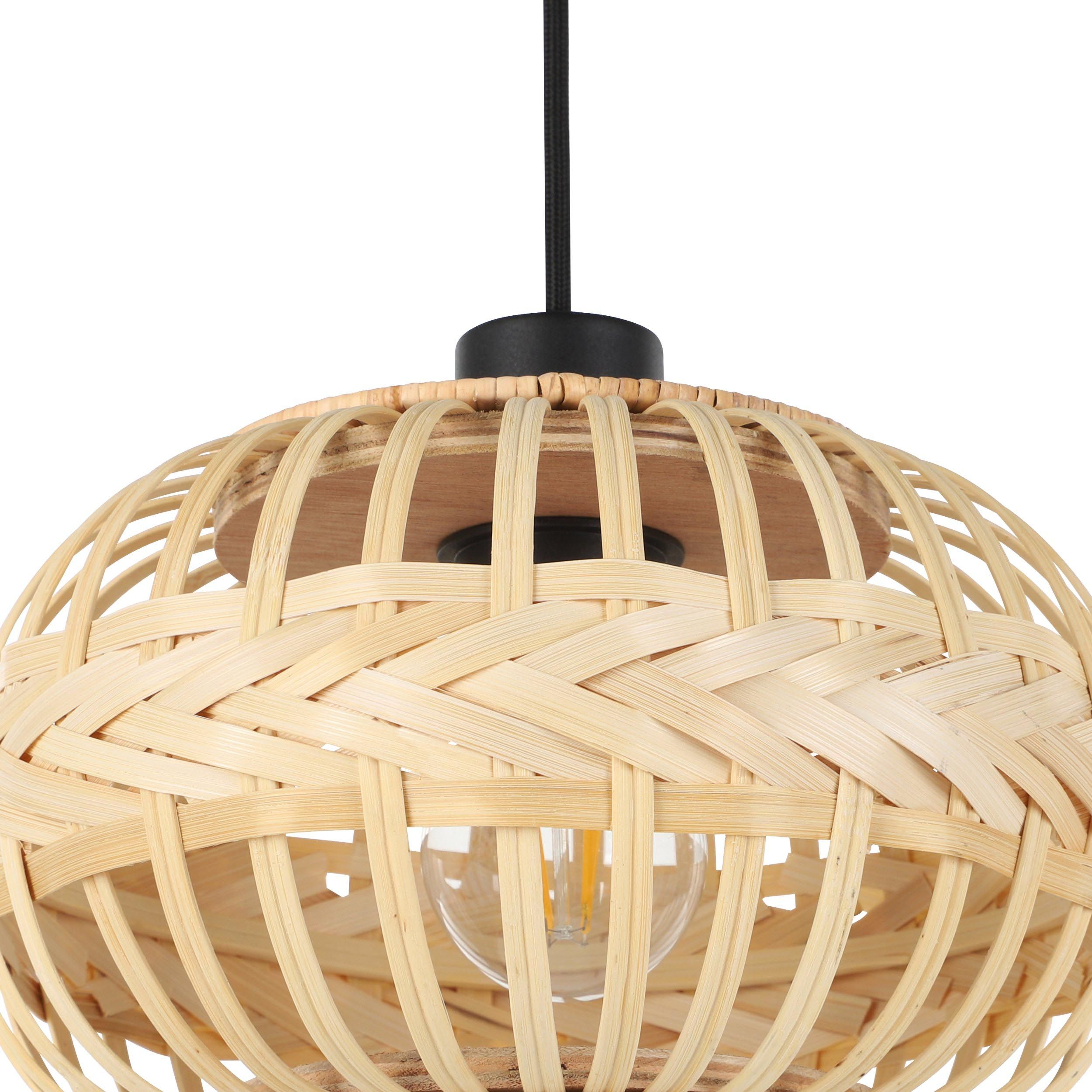 Suspension naturel bois AMSFIELD 1 Barre 3 E27 3X40W