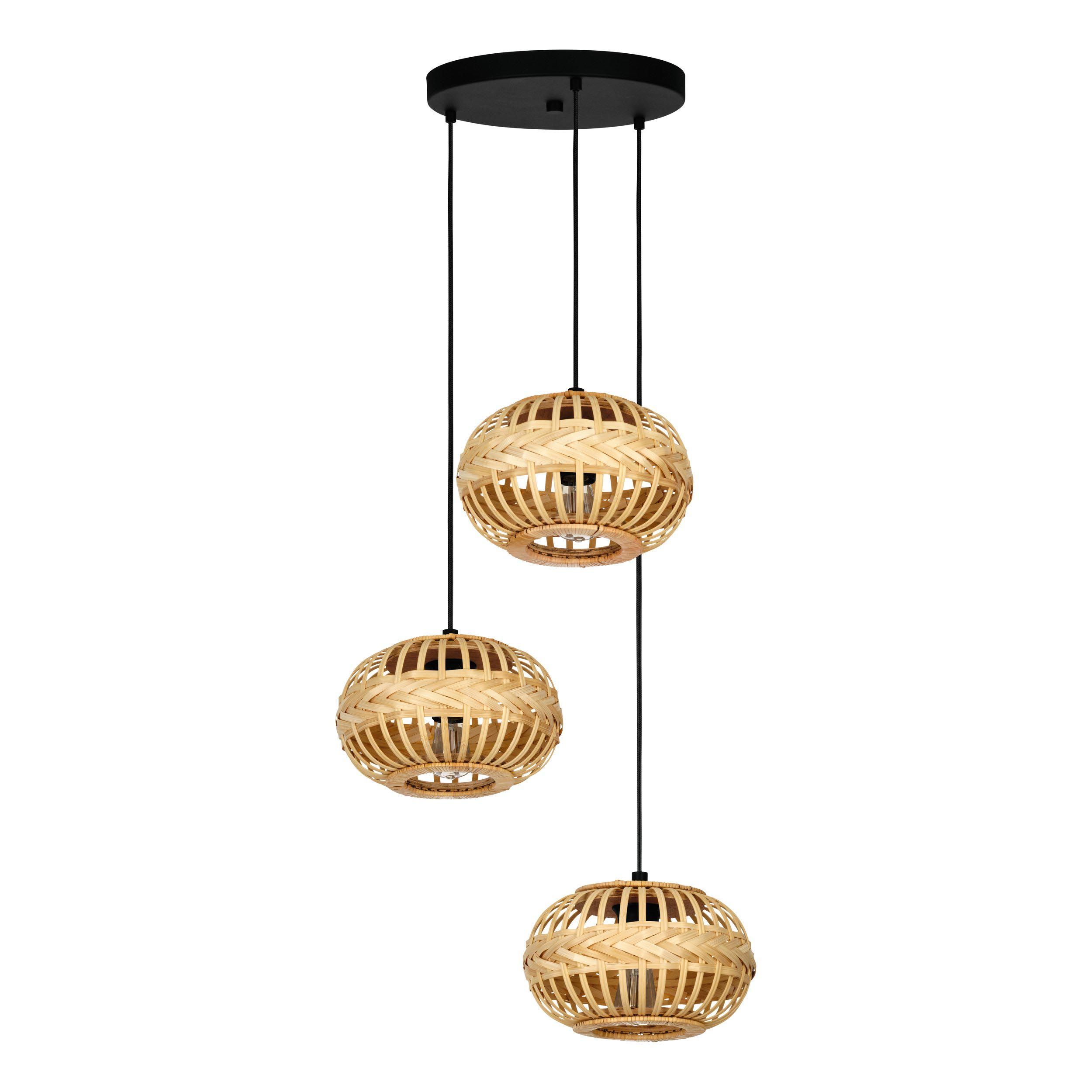 Suspension naturel bois AMSFIELD 1 Cascade 3 E27 3X40W