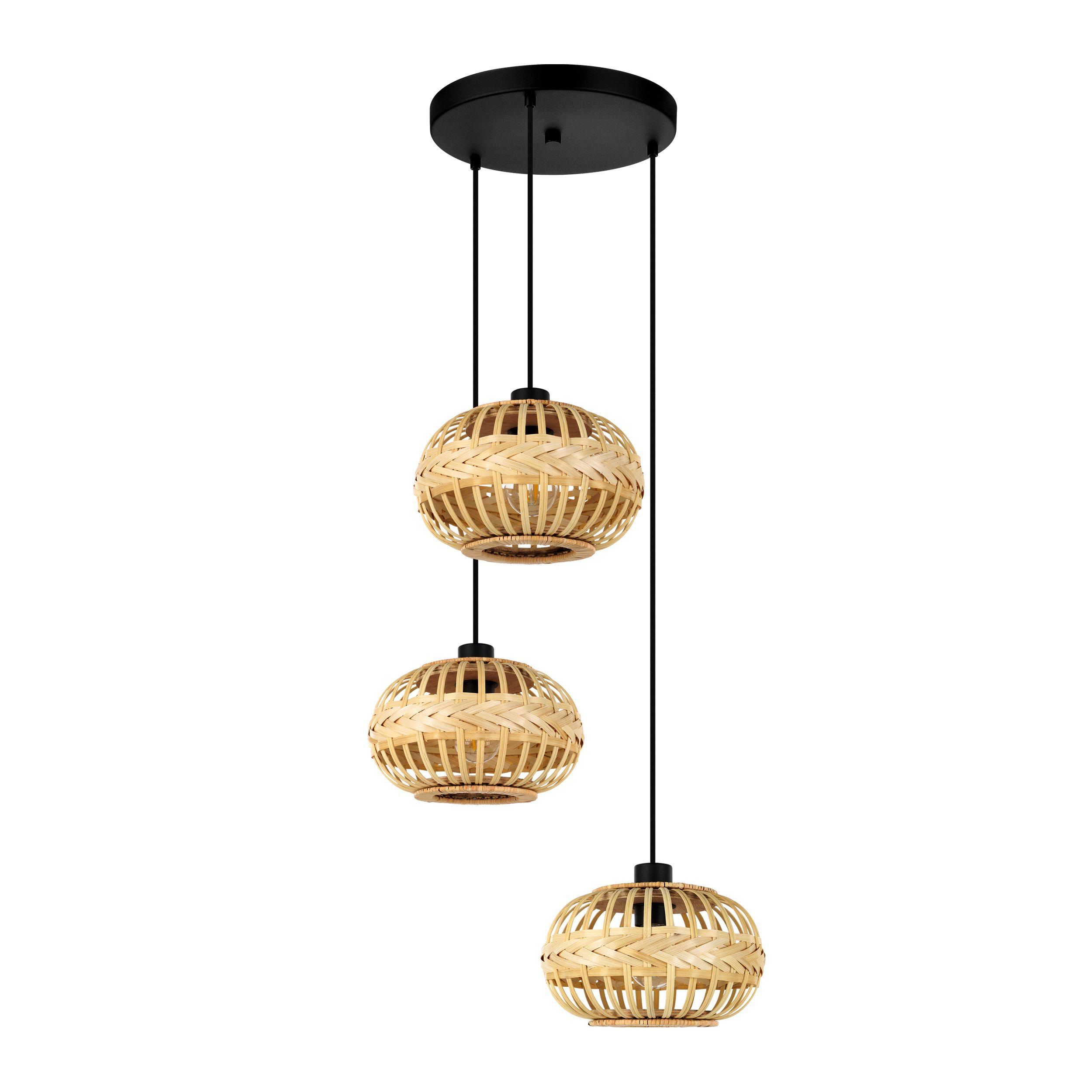 Suspension naturel bois AMSFIELD 1 Cascade 3 E27 3X40W