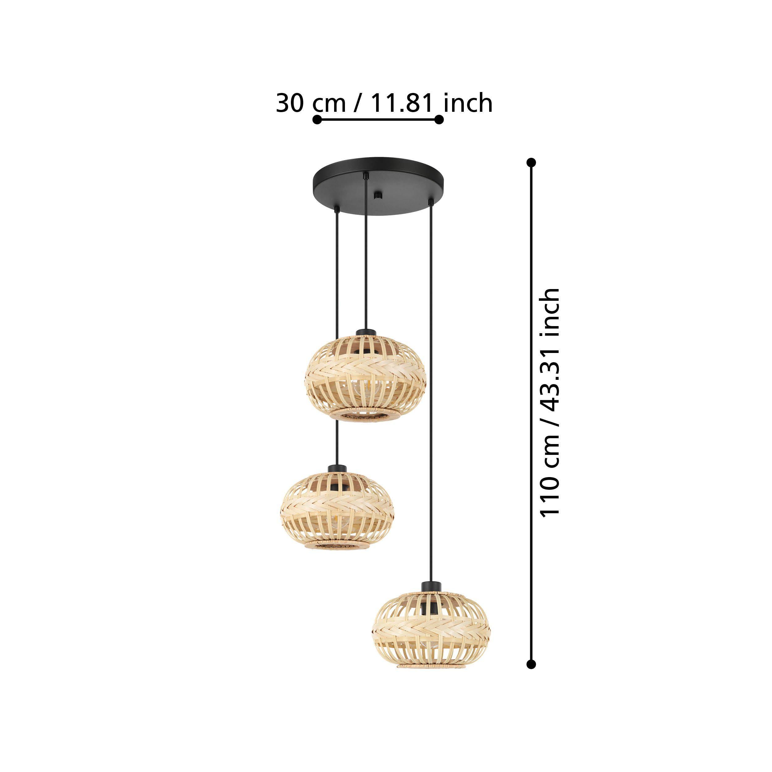 Suspension naturel bois AMSFIELD 1 Cascade 3 E27 3X40W