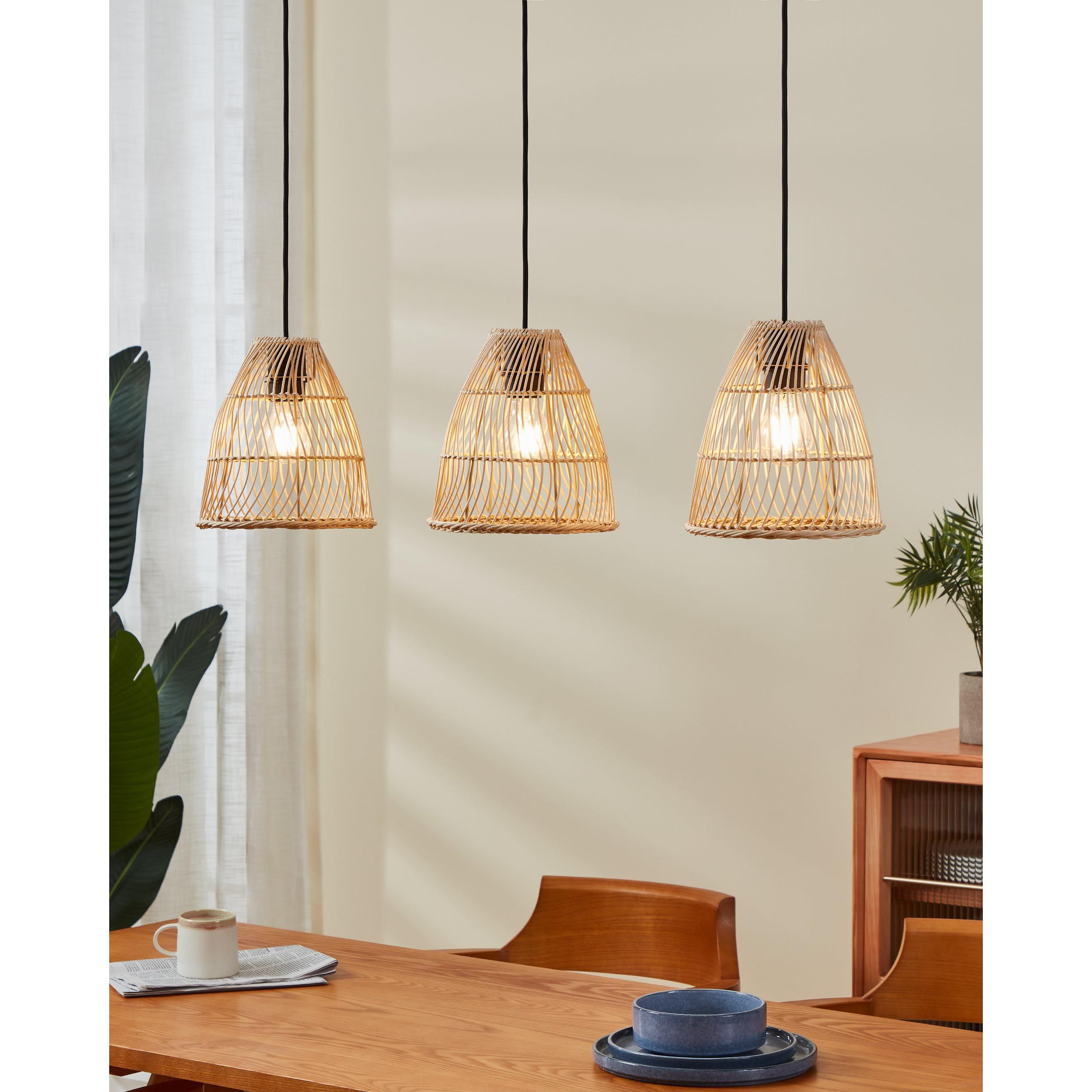 Suspension fibre naturelle naturel AYESGARTH E27 3X40W