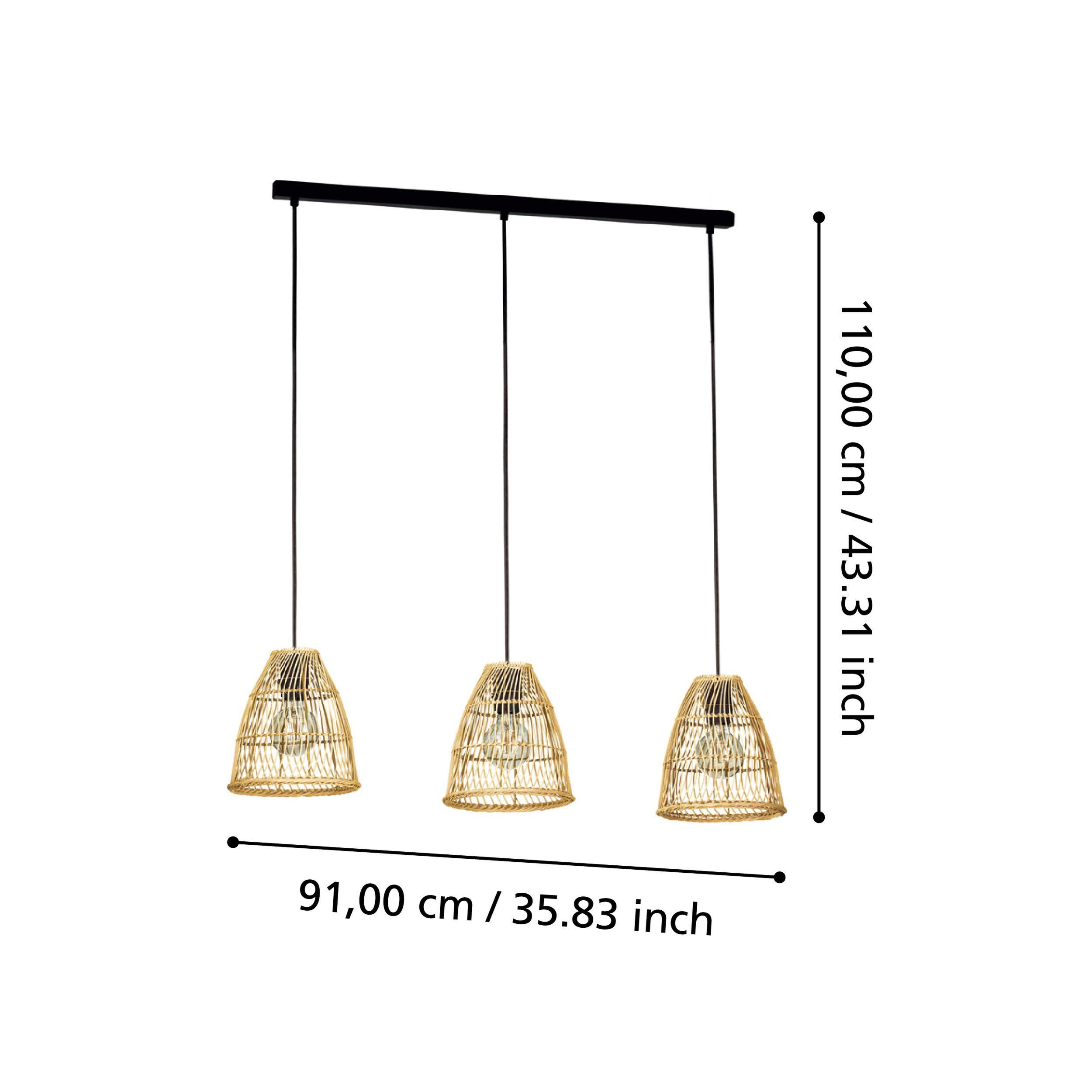 Suspension fibre naturelle naturel AYESGARTH E27 3X40W