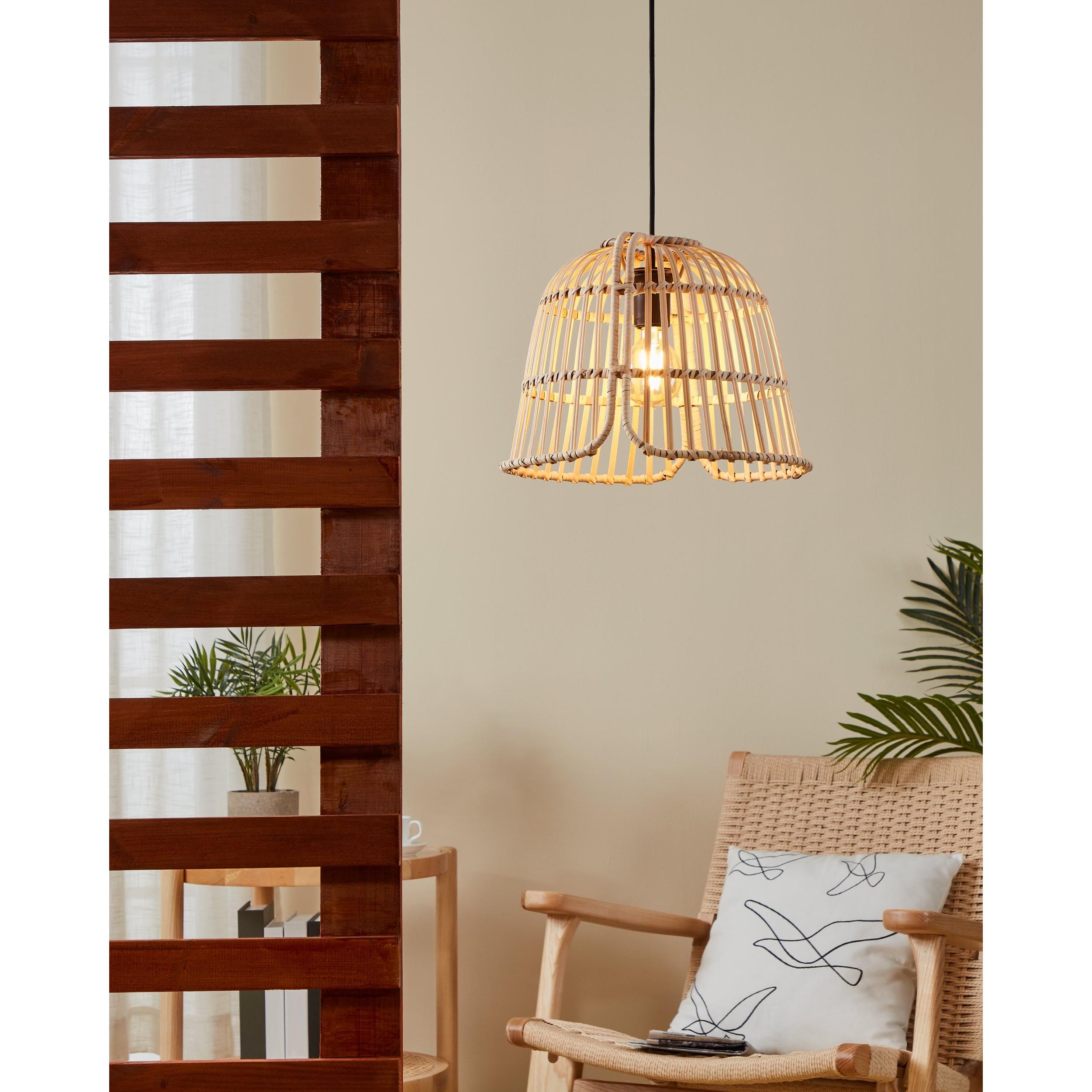 Suspension rotin naturel GLYNEATH E27 1X40W