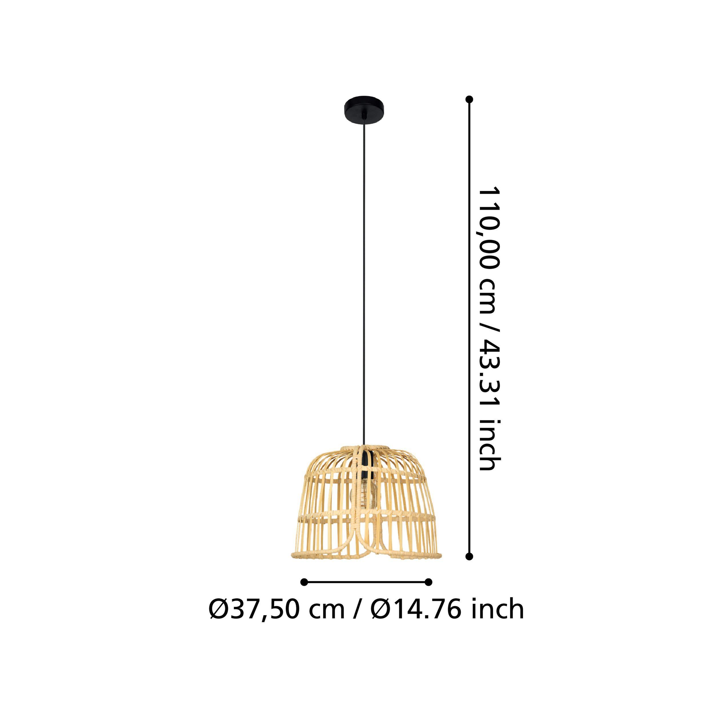 Suspension rotin naturel GLYNEATH E27 1X40W