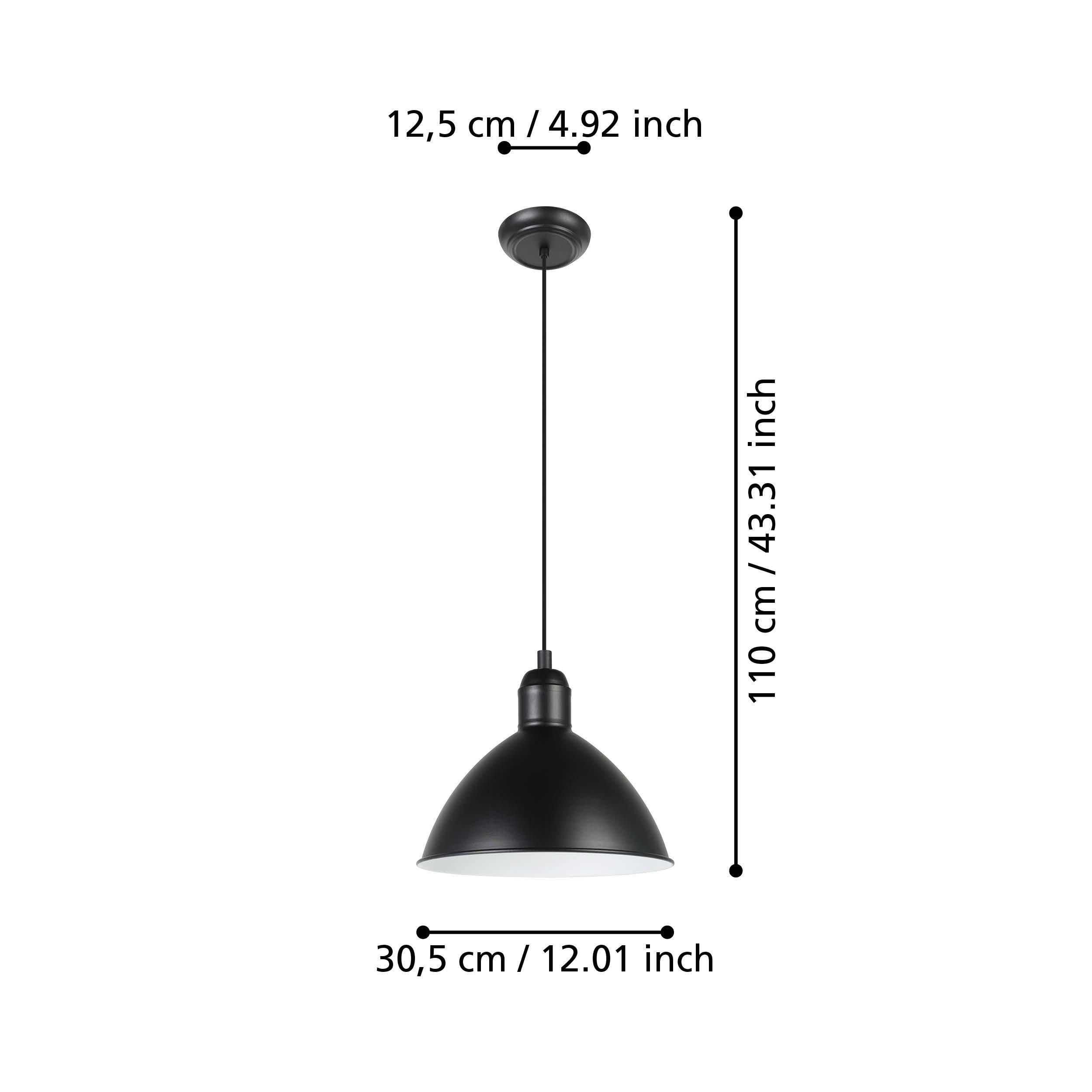 Suspension métal noir PRIDDY E27 1X40W