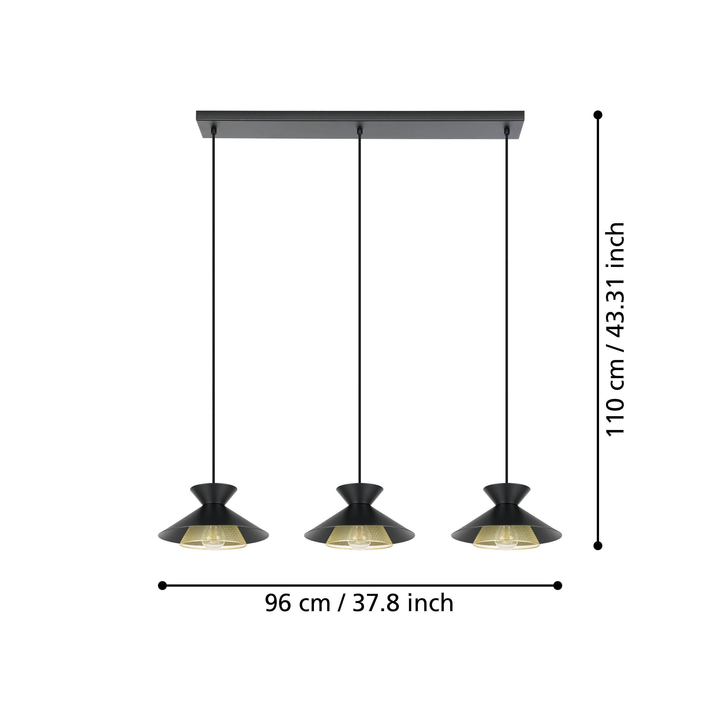 Suspension métal noir GRIZEDALE E27 3X40W