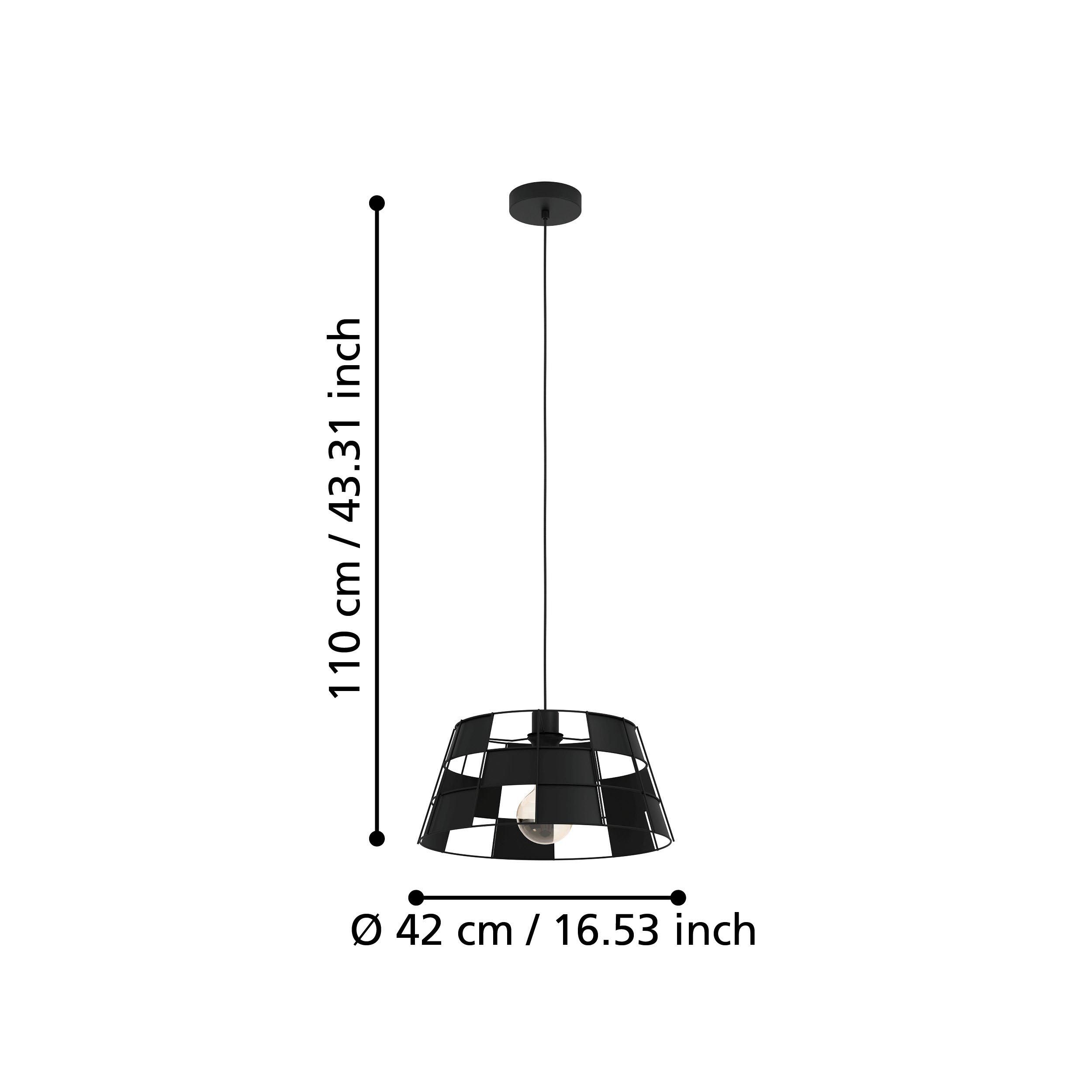 Suspension métal noir PONTEFRACT E27 1X40W