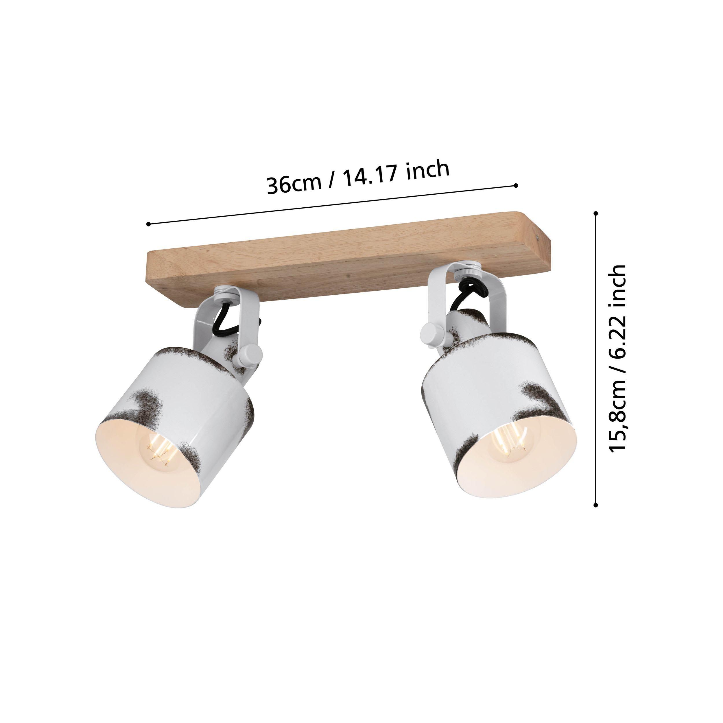 Spot de plafond réglette/plaf métal blanc KILBURN E27 2X40W