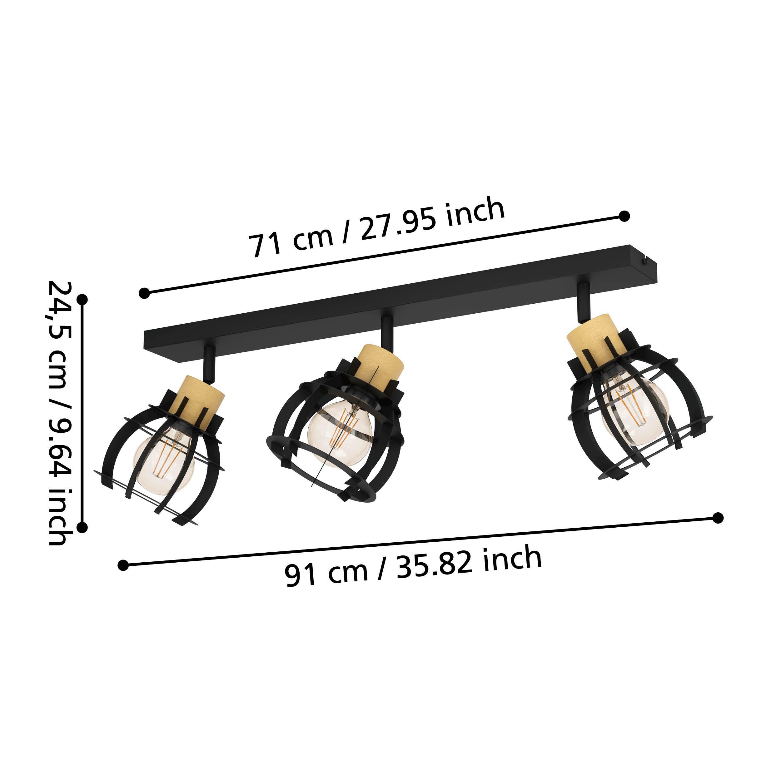 Spot de plafond réglette/plaf métal noir STILLINGTON 1 E27 3X40W