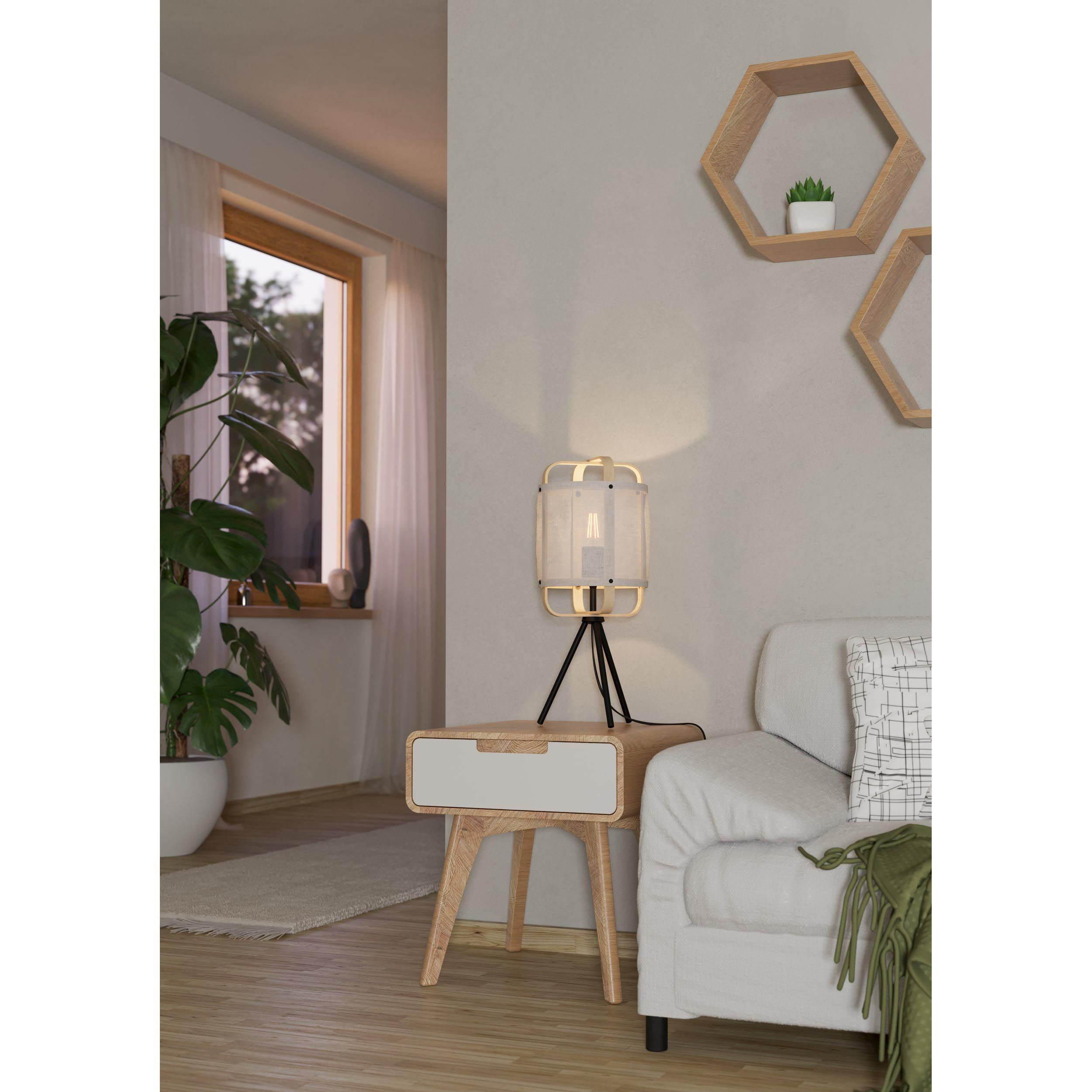 Lampe de sol tissu naturel SURFLEET E27 1X40W