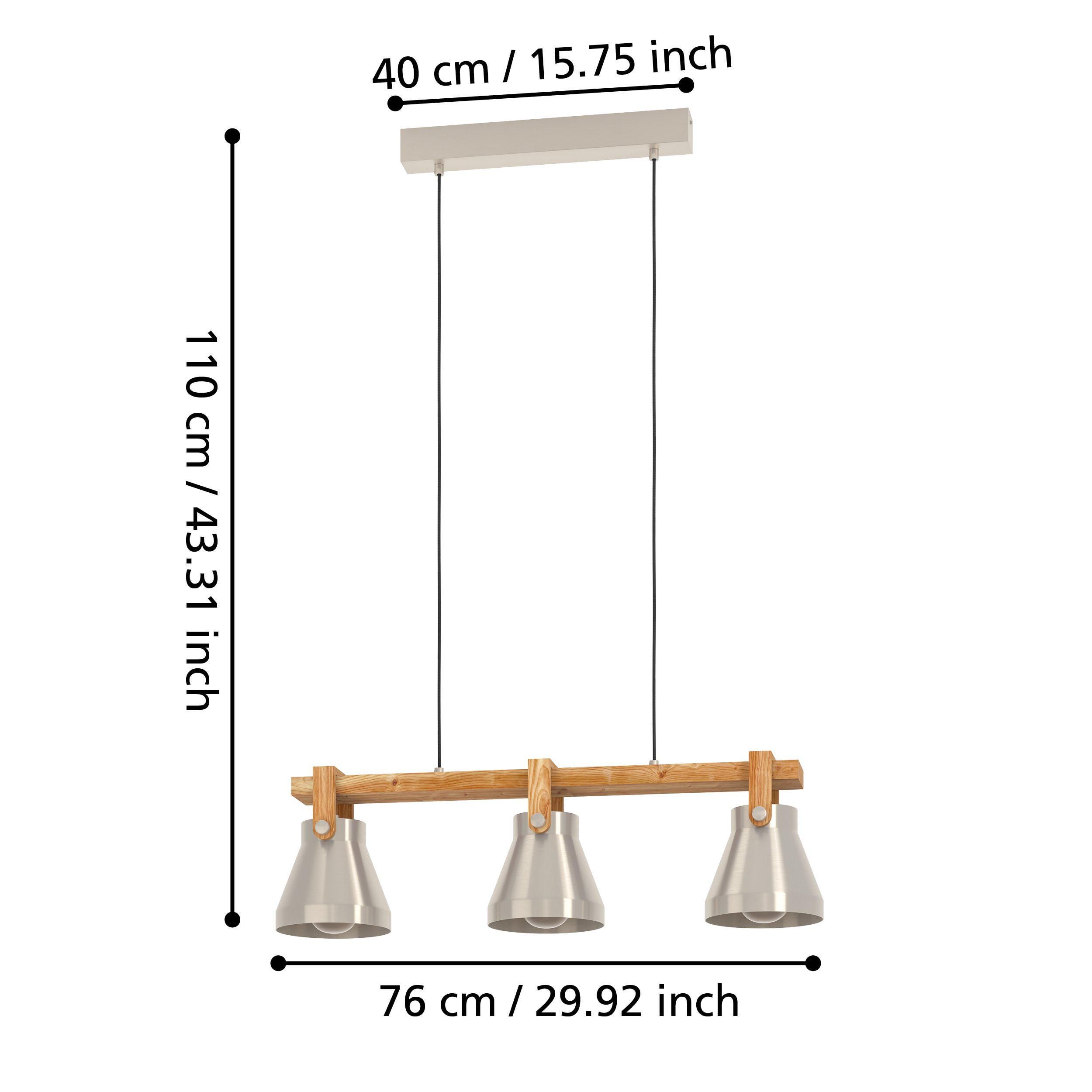 Suspension métal gris CAWTON E27 3X40W