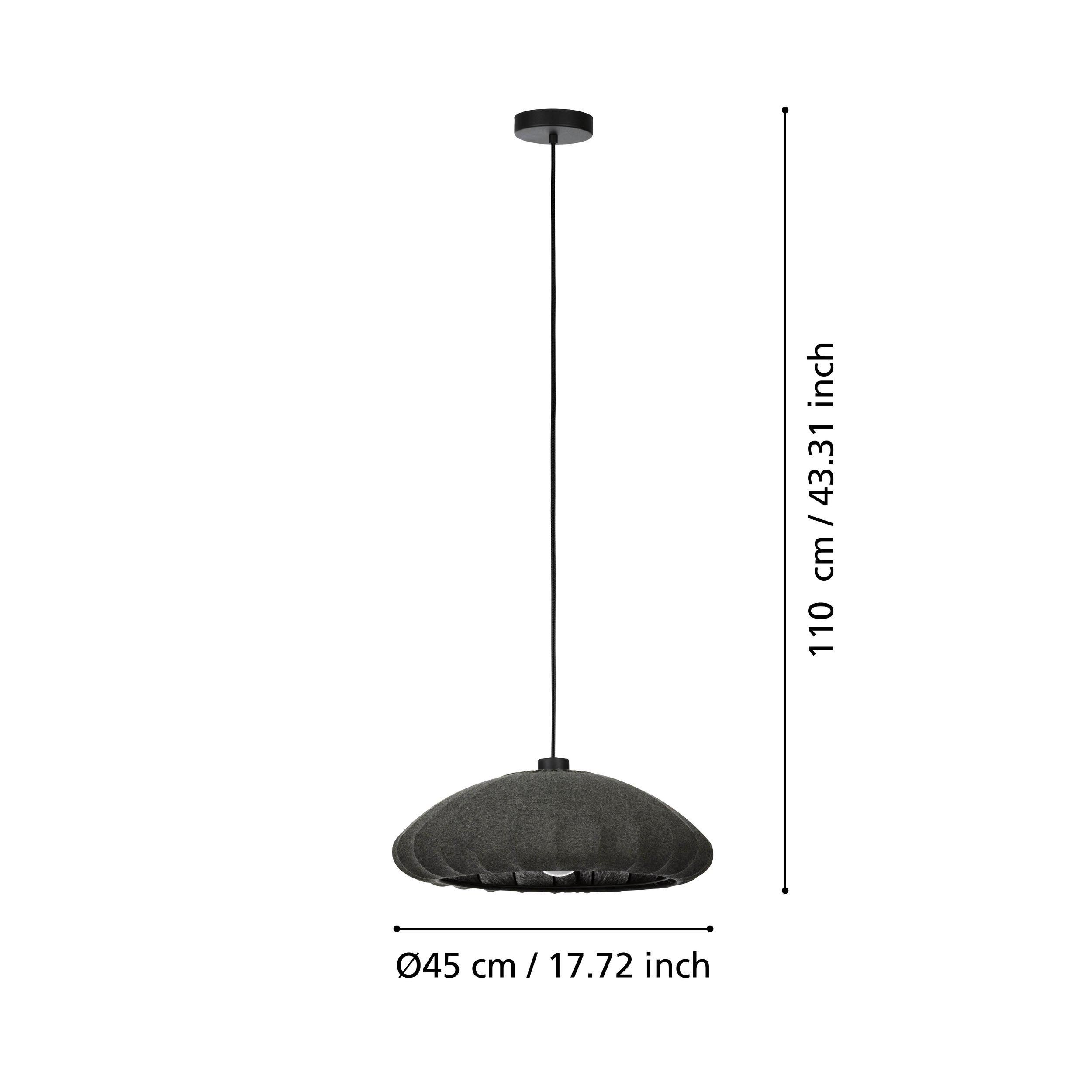 Suspension tissu noir BARLASTON D45CM E27 1X40W