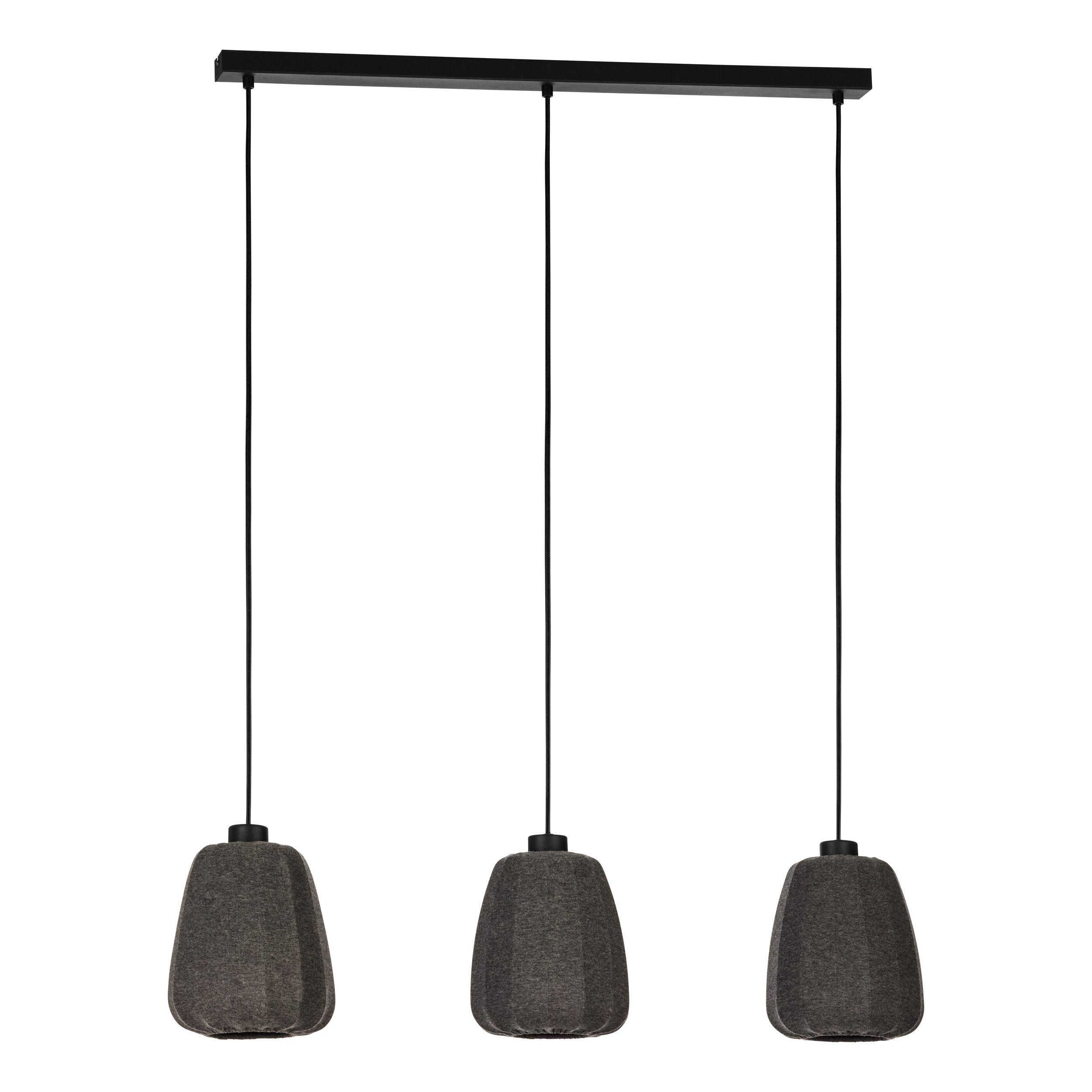 Suspension tissu noir BARLASTON Barre 3 E27 3X40W