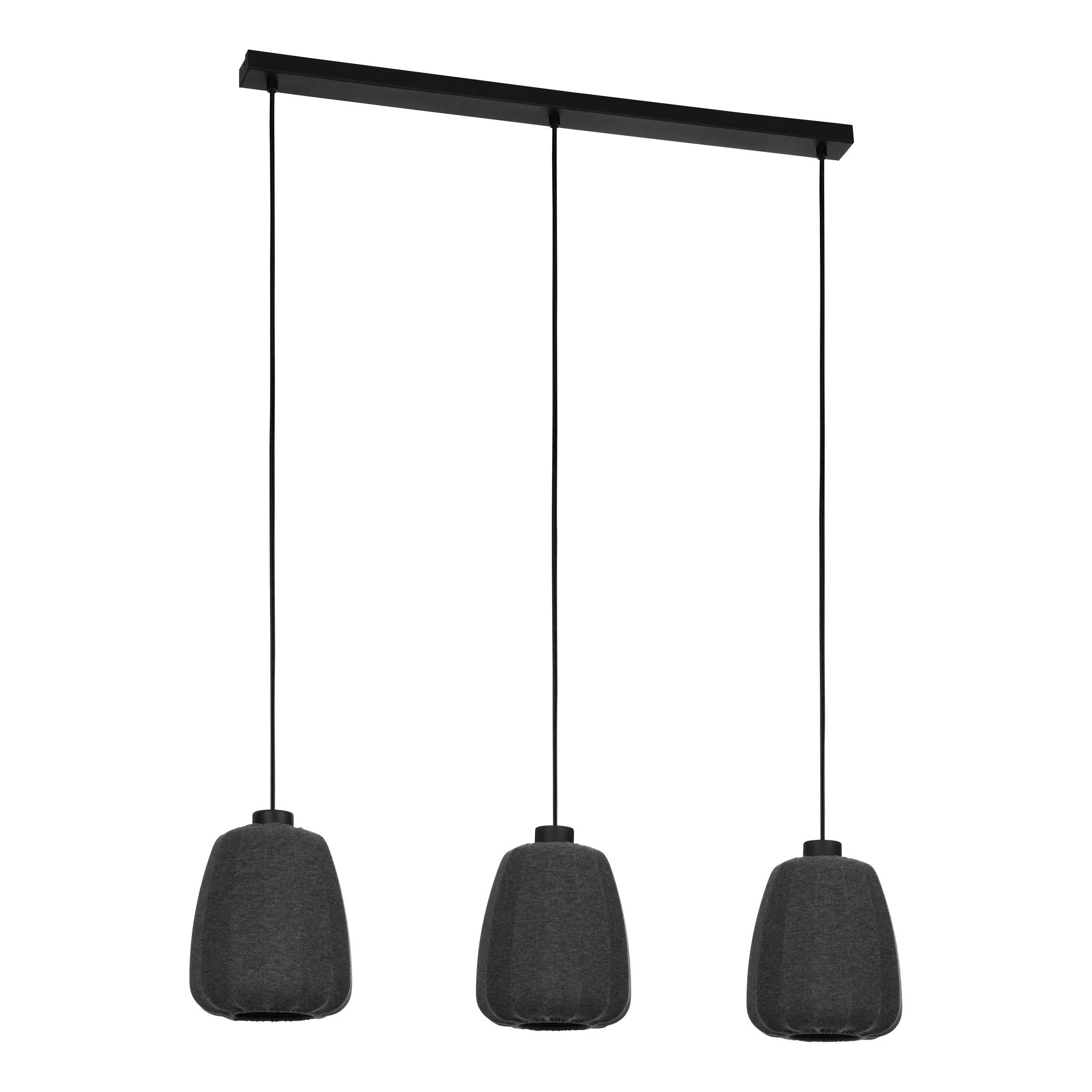 Suspension tissu noir BARLASTON Barre 3 E27 3X40W