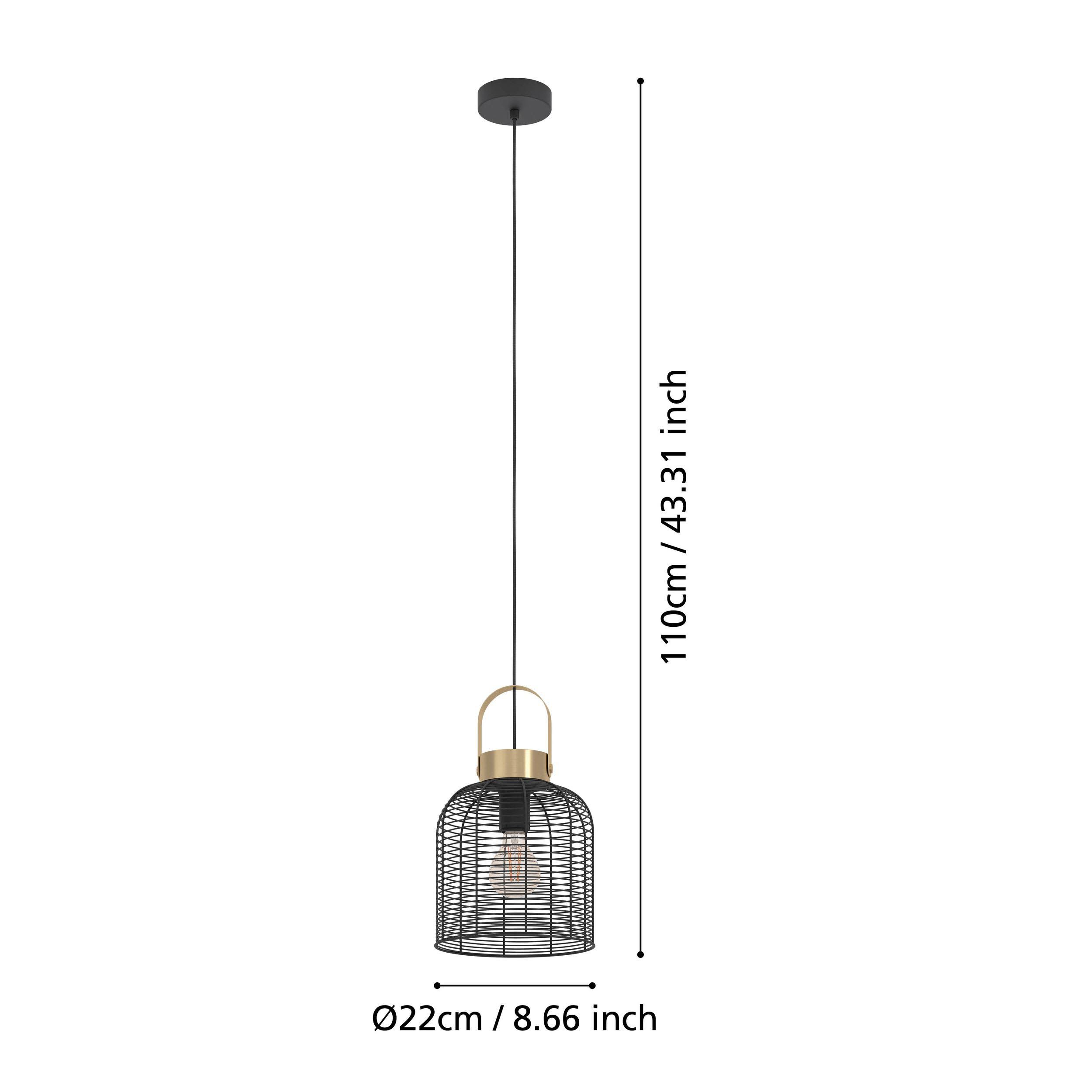 Suspension métal noir ROUNDHAM D22CM E27 1X40W