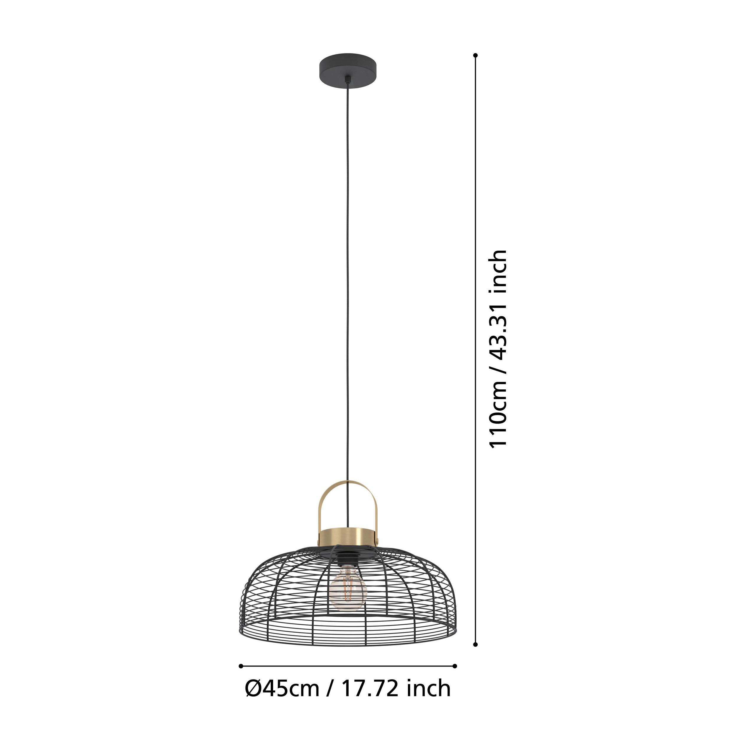 Suspension métal noir ROUNDHAM D45CM E27 1X40W