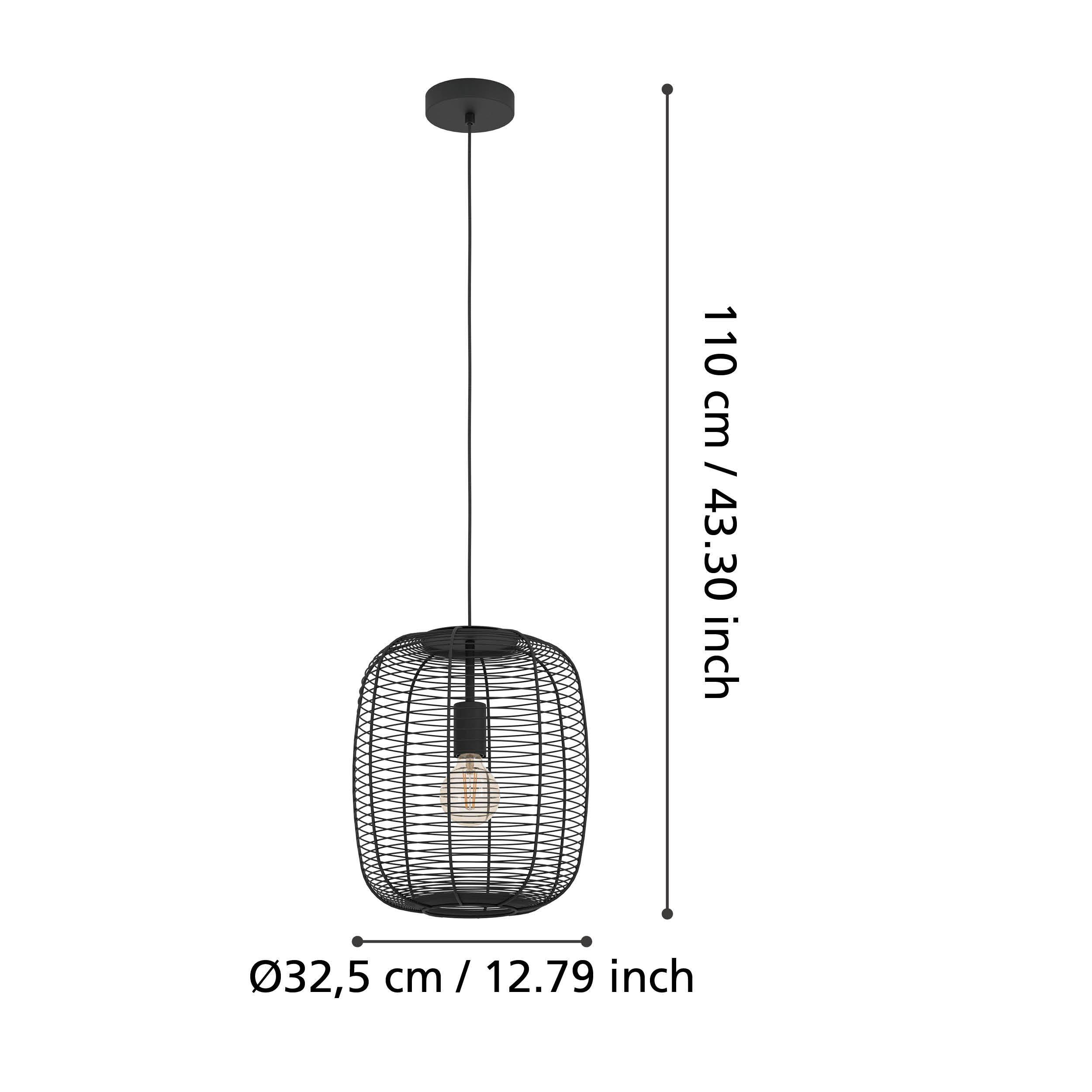 Suspension métal noir RINROE E27 1X40W