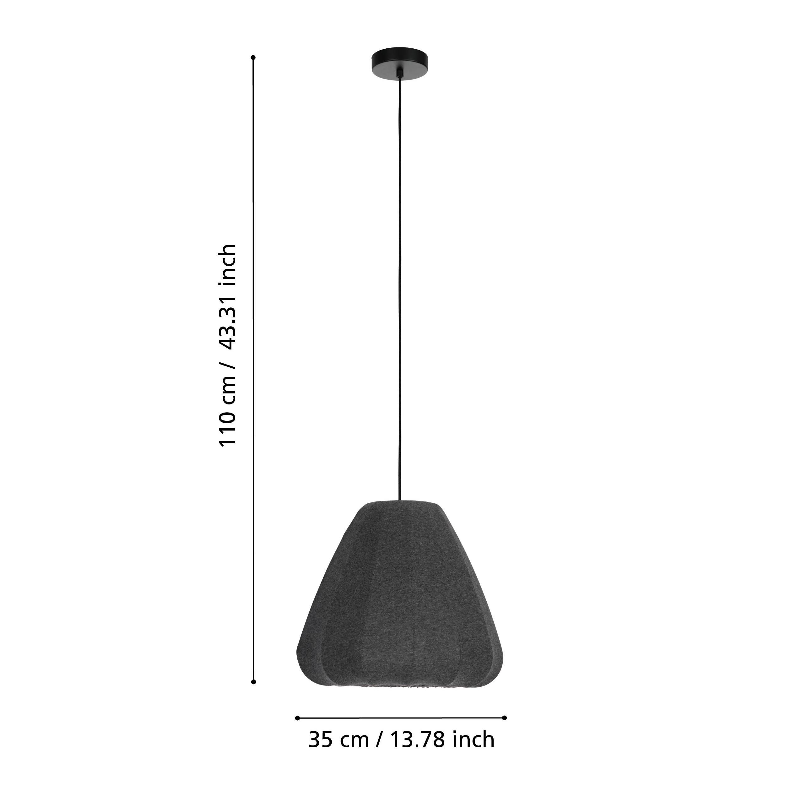 Suspension tissu noir BARLASTON D35CM E27 1X40W