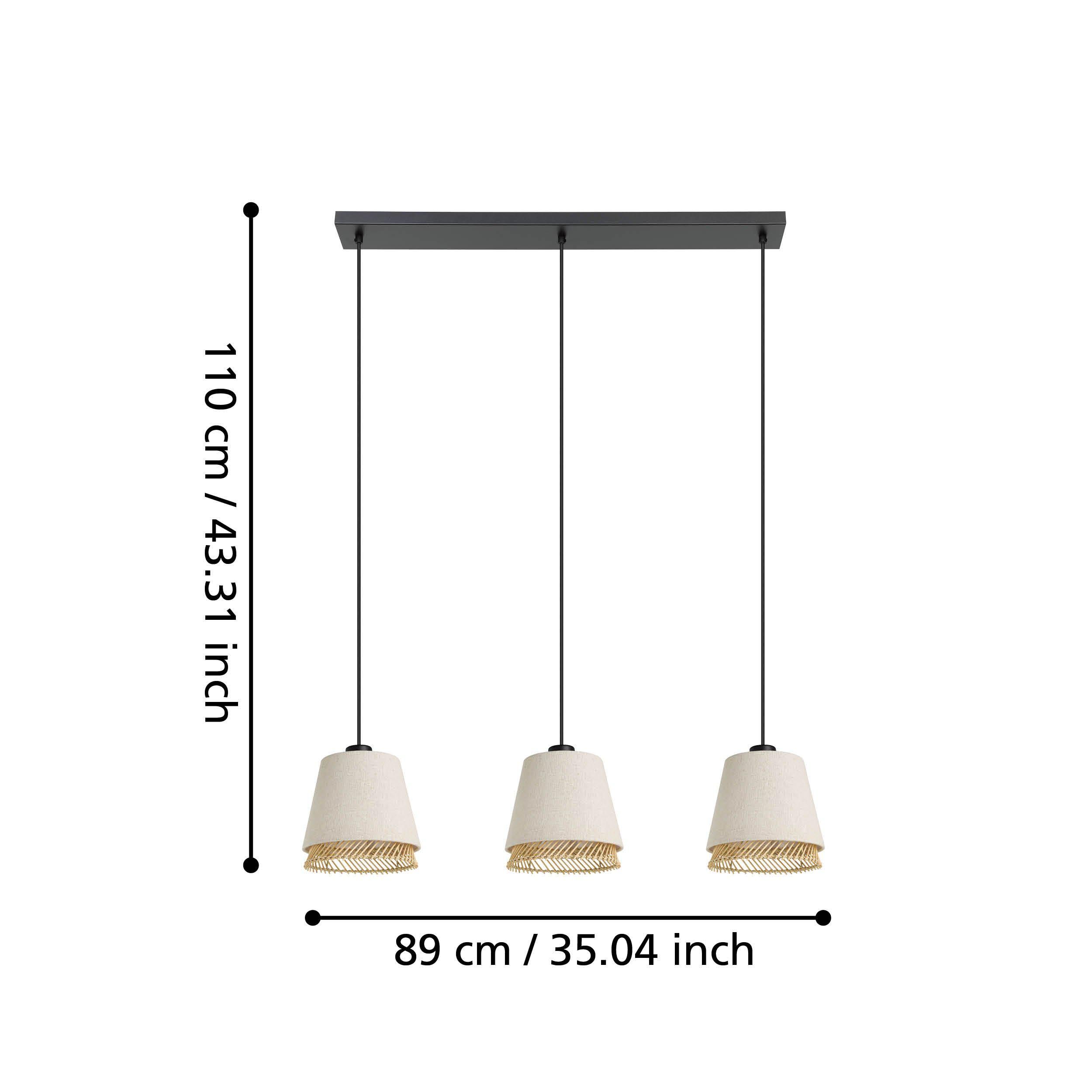 Suspension tissu beige TABLEY E27 3X40W