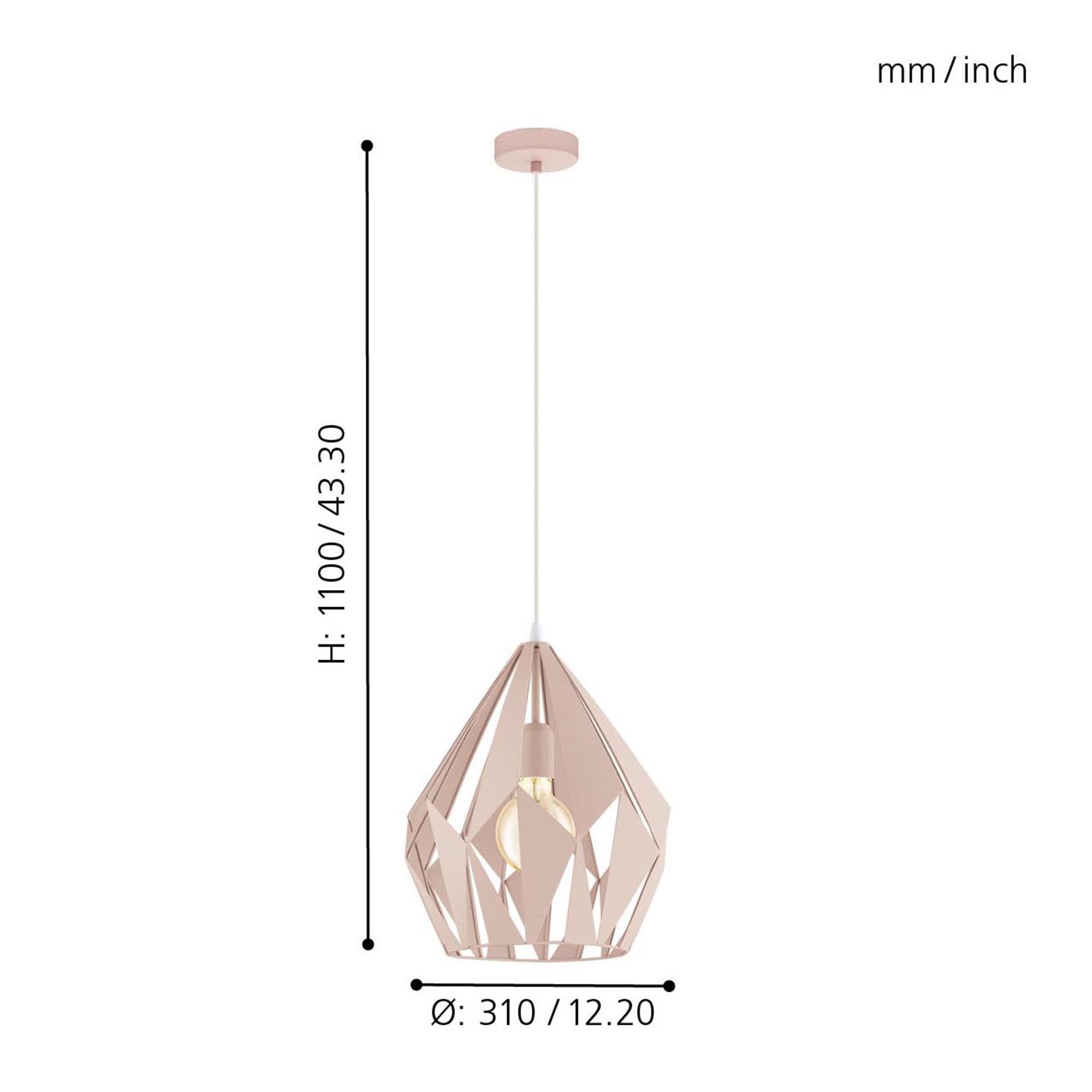 Suspension métal rose CARLTON-P E27 1X60W