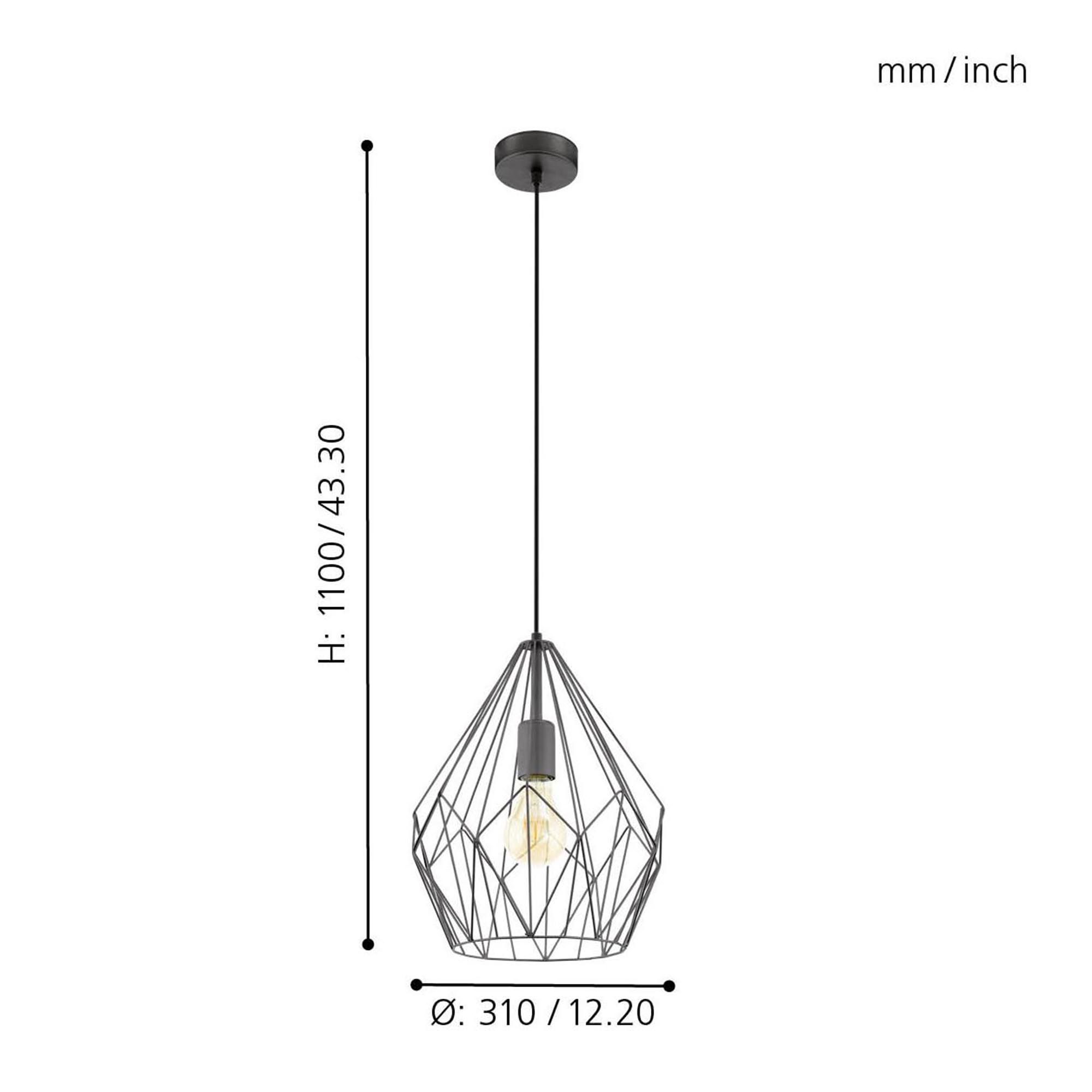 Suspension métal noir CARLTON D31CM E27 1X60W