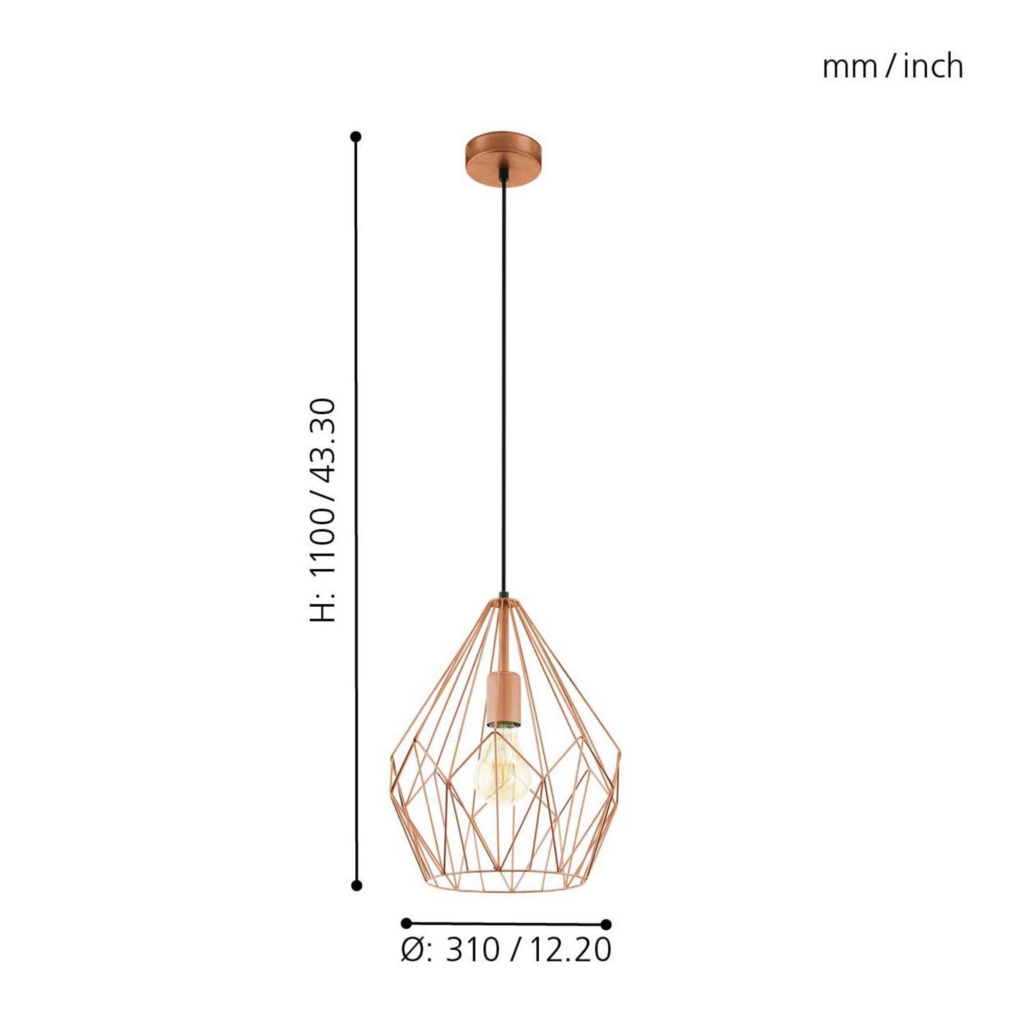 Suspension CARLTON Métal cuivré Ø31cm