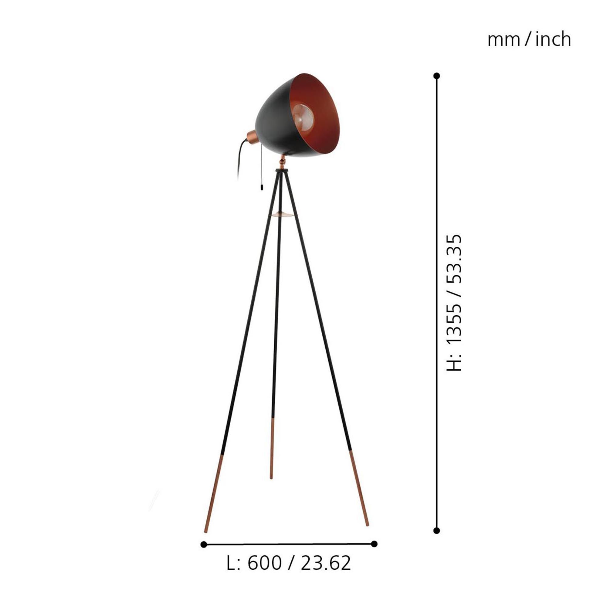 Lampadaire métal noir CHESTER E27 1X60W