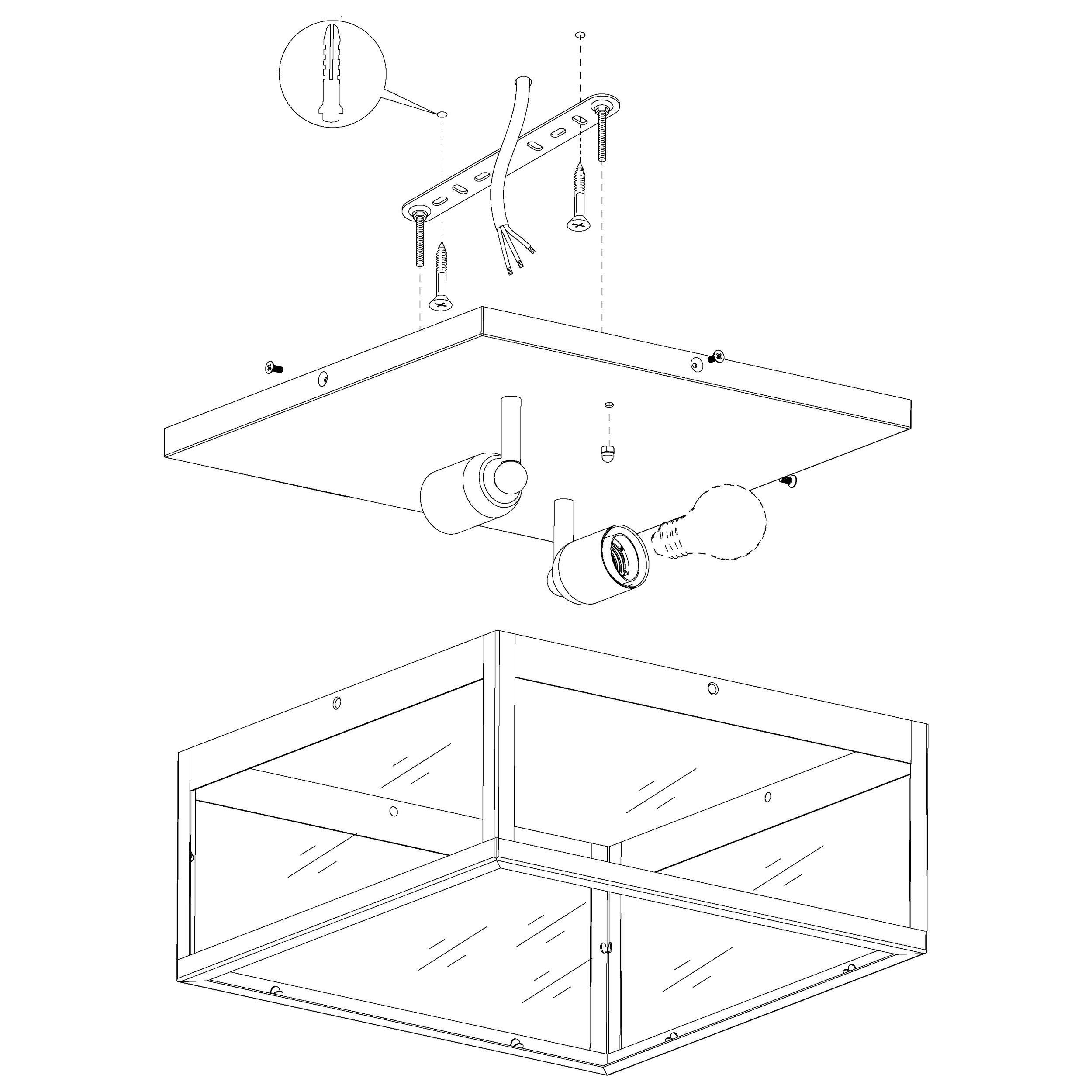 Plafonnier métal noir CHARTERHOUSE E27 2X60W