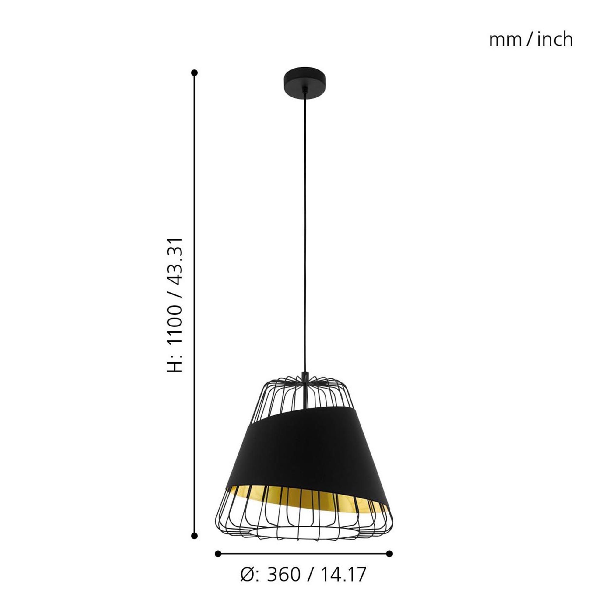 Suspension métal noir AUSTELL D36CM E27 1X60W