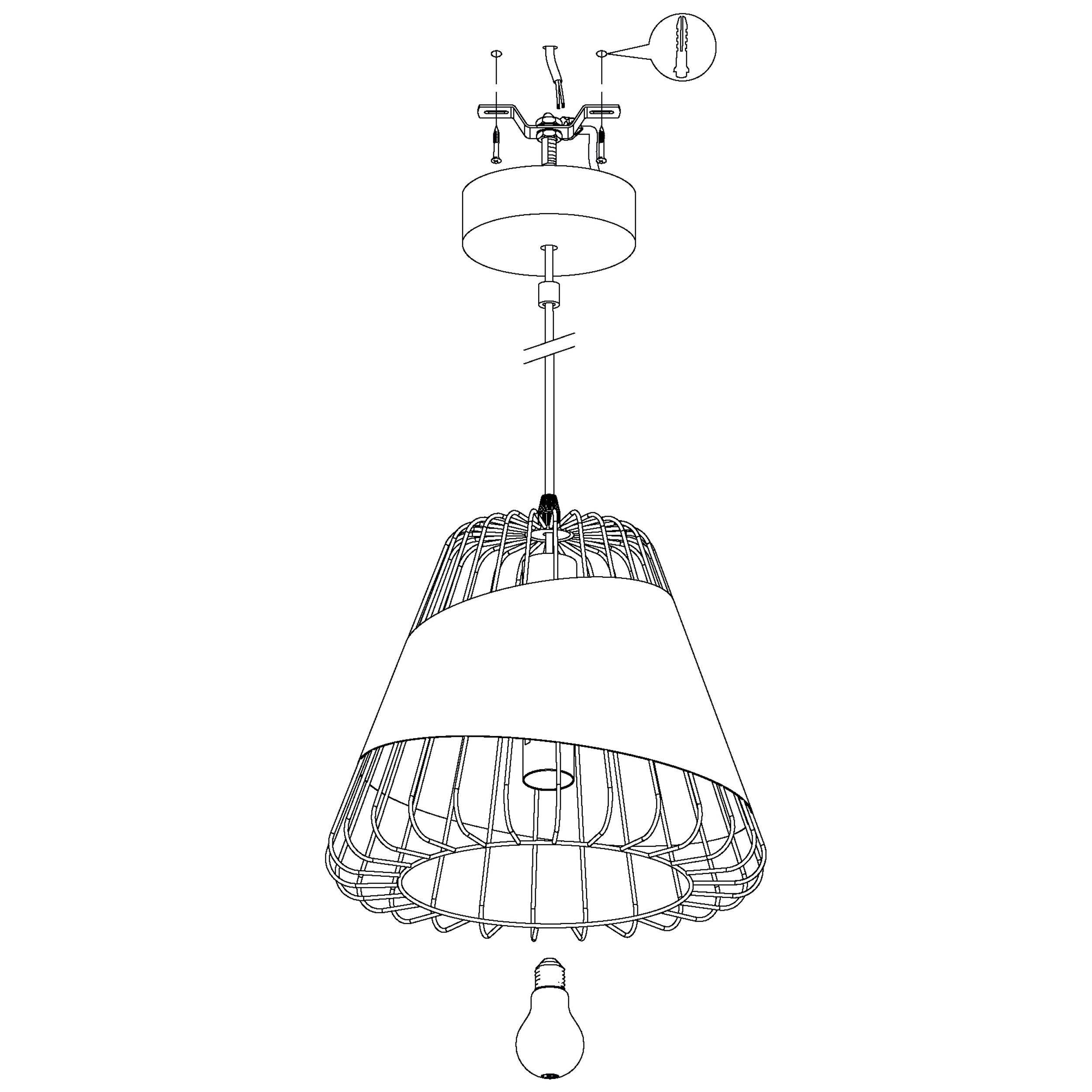 Suspension métal noir AUSTELL D36CM E27 1X60W