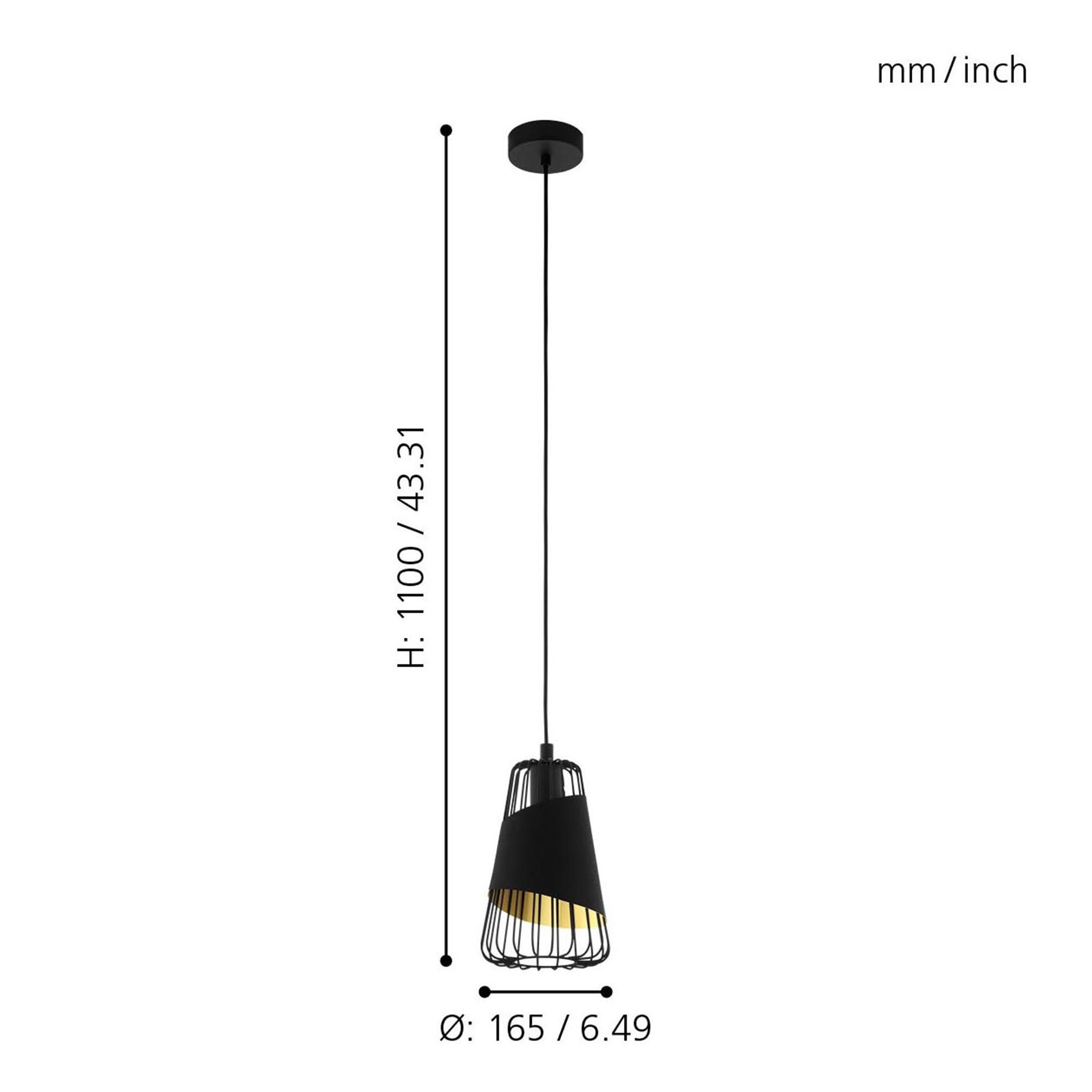 Suspension métal noir AUSTELL D16,5CM E27 1X60W