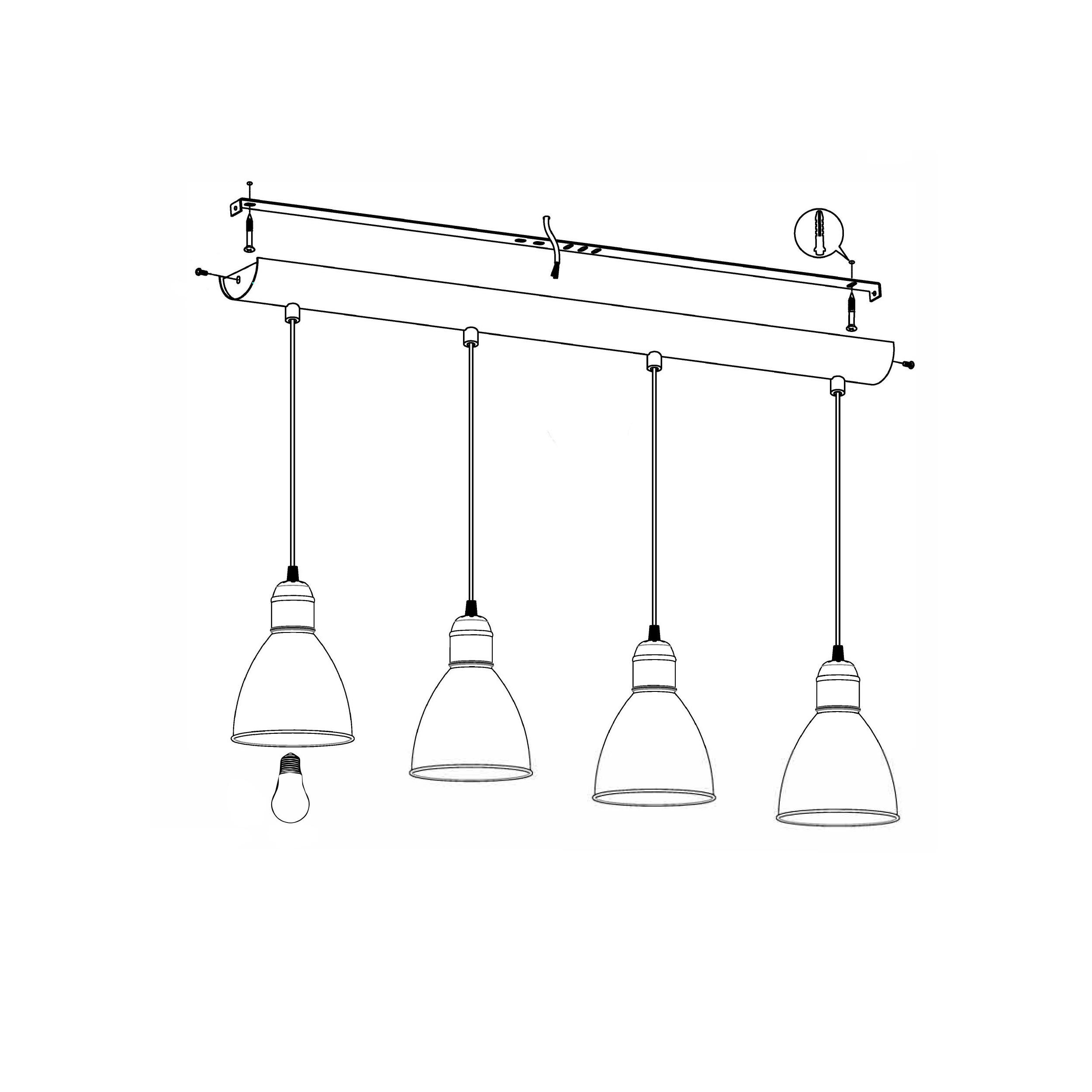 Suspension métal noir PRIDDY E27 4X40W