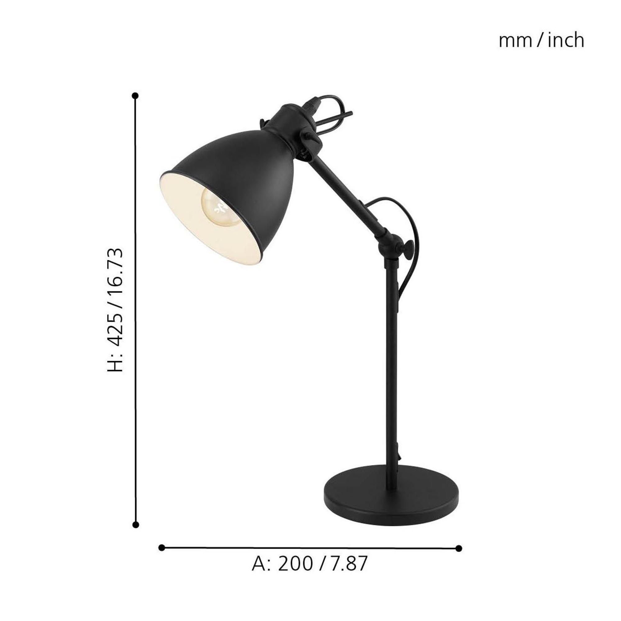 Lampe de bureau métal noir PRIDDY E27 1X40W