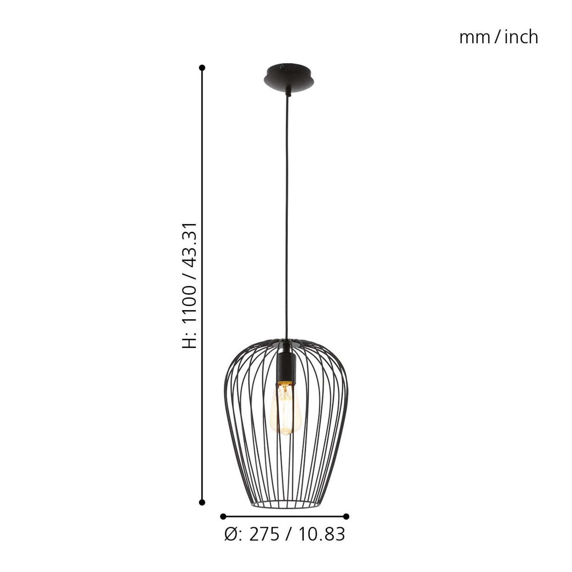 Suspension métal noir NEWTOWN E27 1X60W