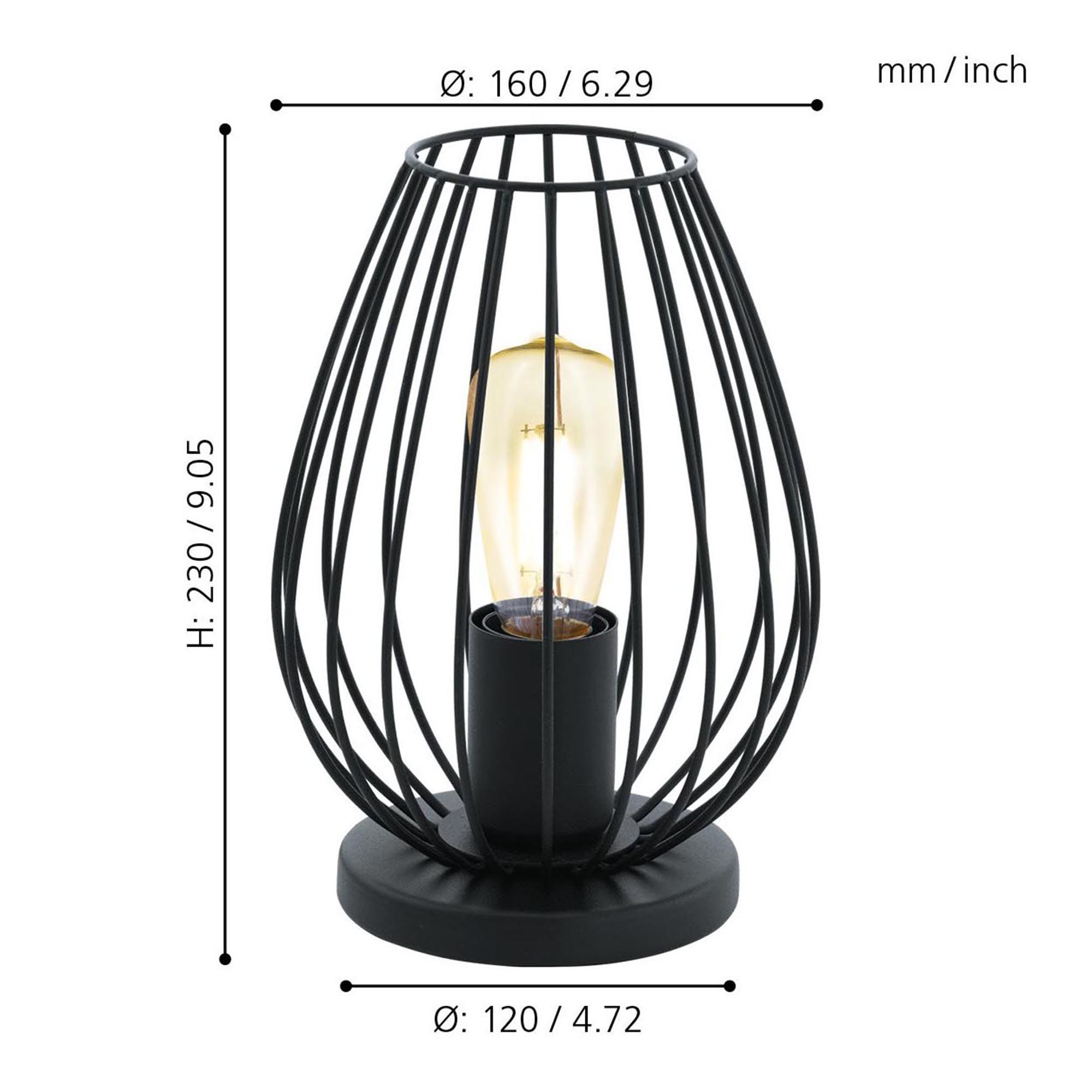 Lampe de table métal noir NEWTOWN E27 1X60W