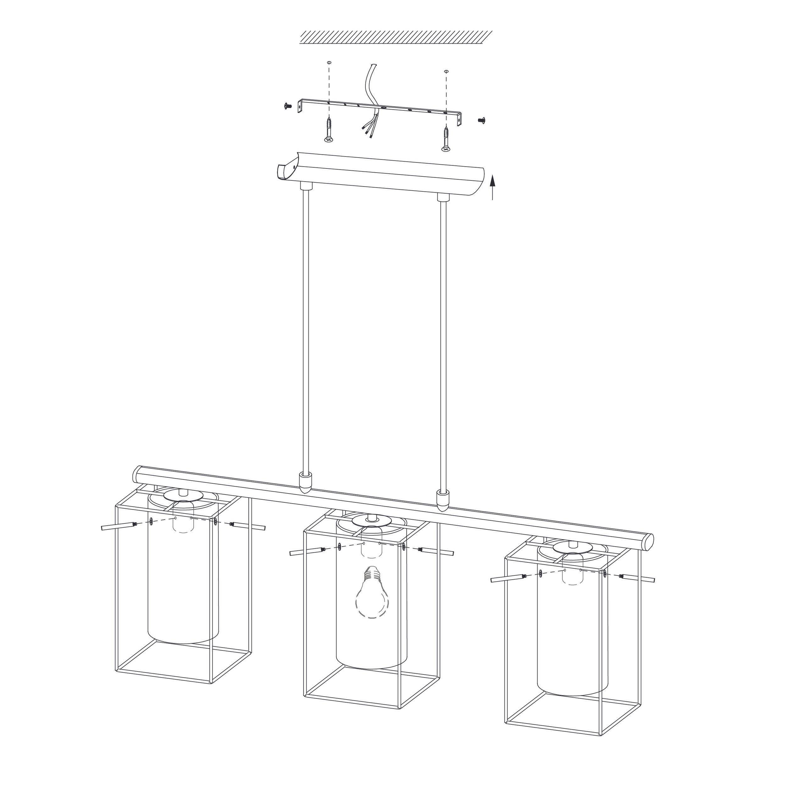 Suspension verre fume LONCINO E27 3X60W