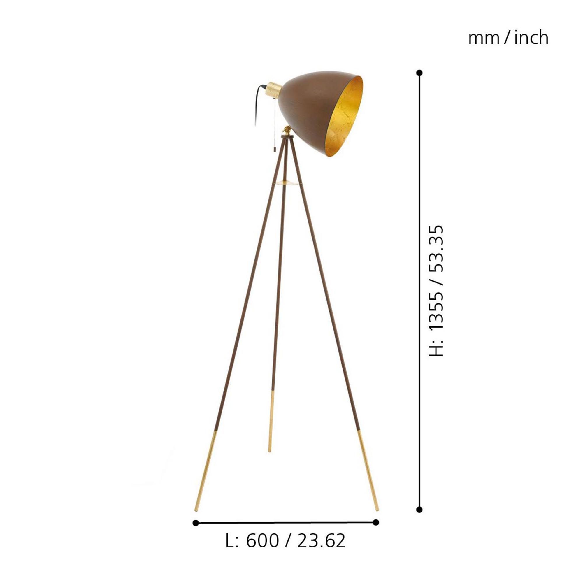 Lampadaire métal rouille CHESTER 1 E27 1X60W