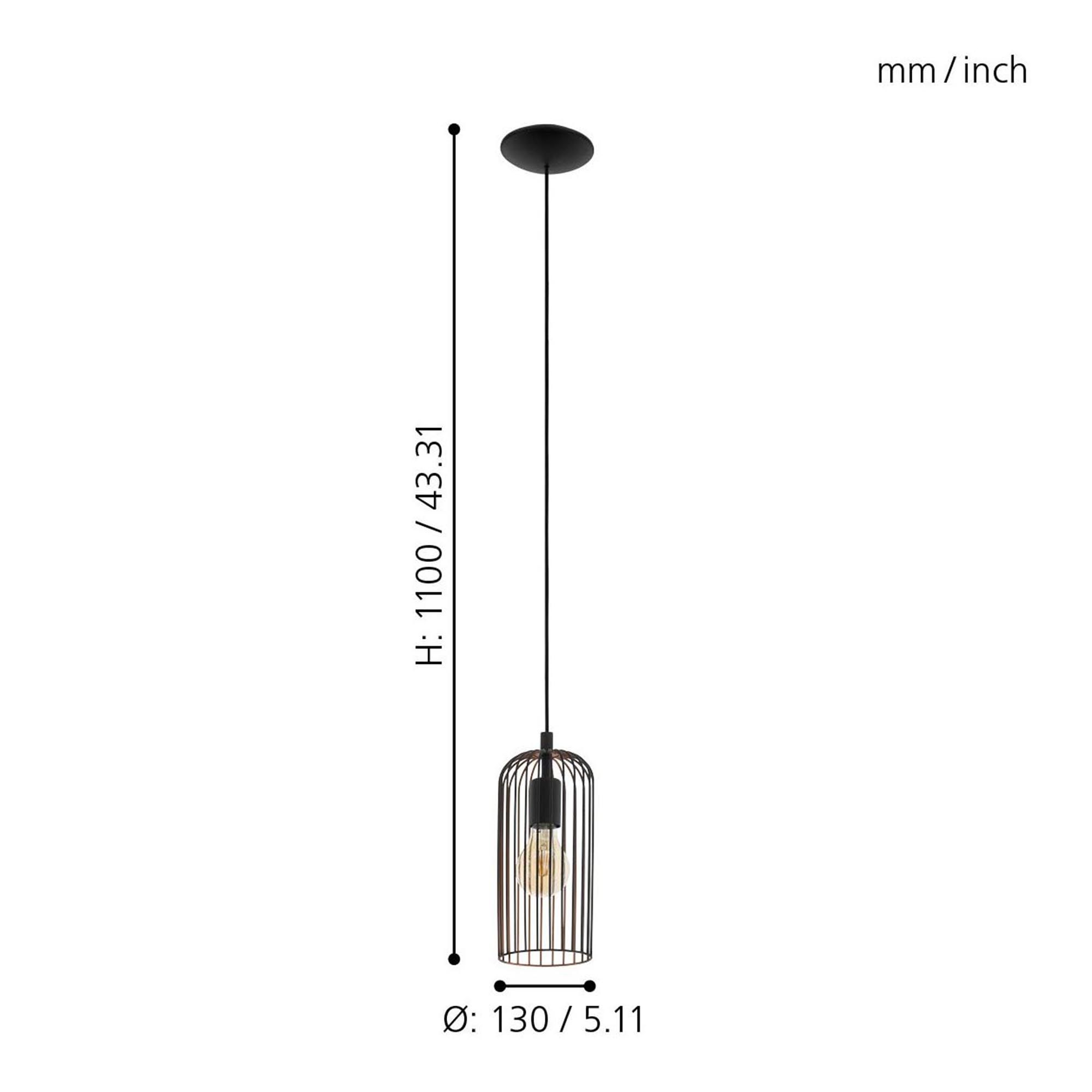 Suspension métal noir ROCCAMENA E27 1X60W