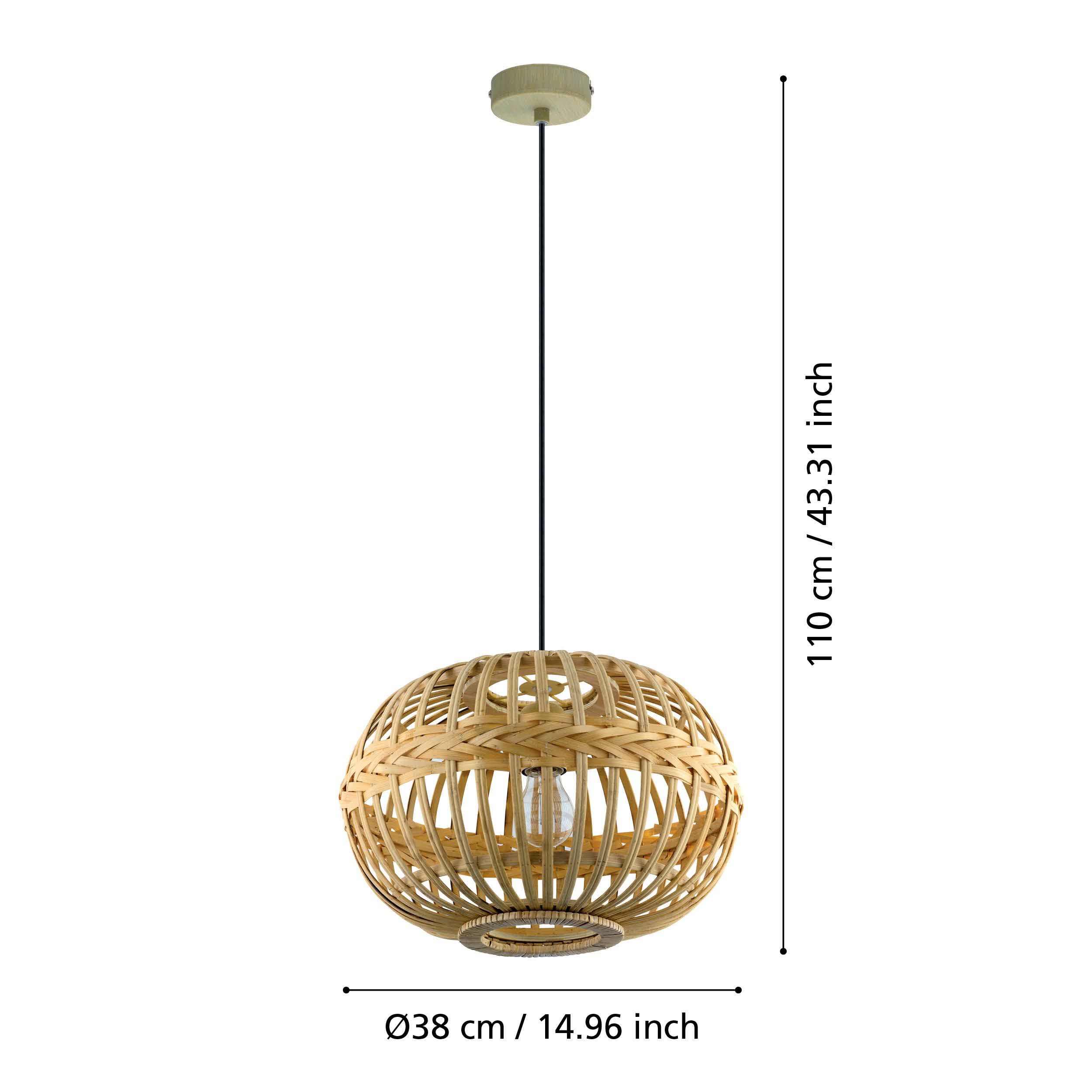 Suspension naturel bois AMSFIELD D38CM E27 1X60W