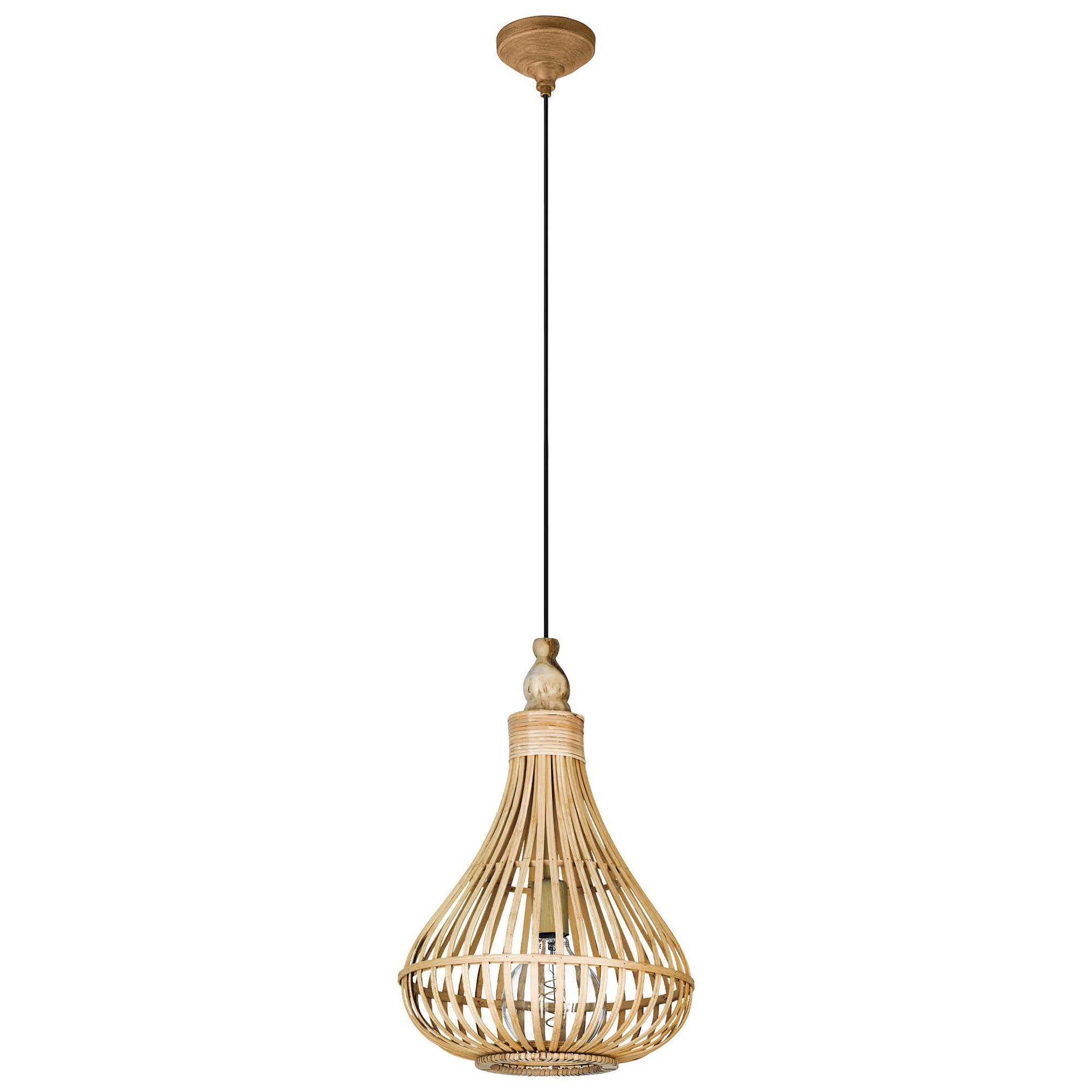 Suspension naturel bois AMSFIELD E27 D35CM 1X60W